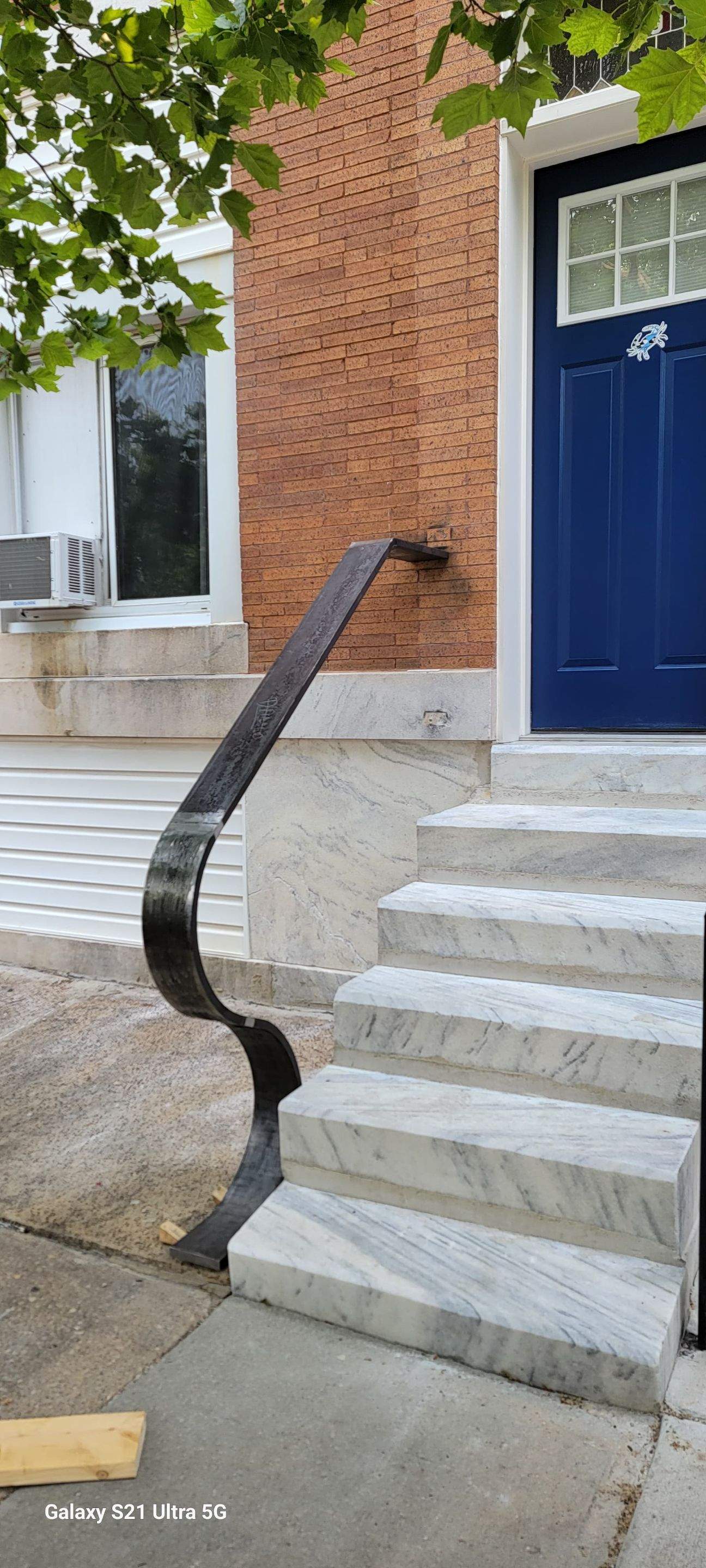 Custom "S" Shape Stair Handrails – Entryway Transformation – Baltimore, MD by Capitol Iron Works