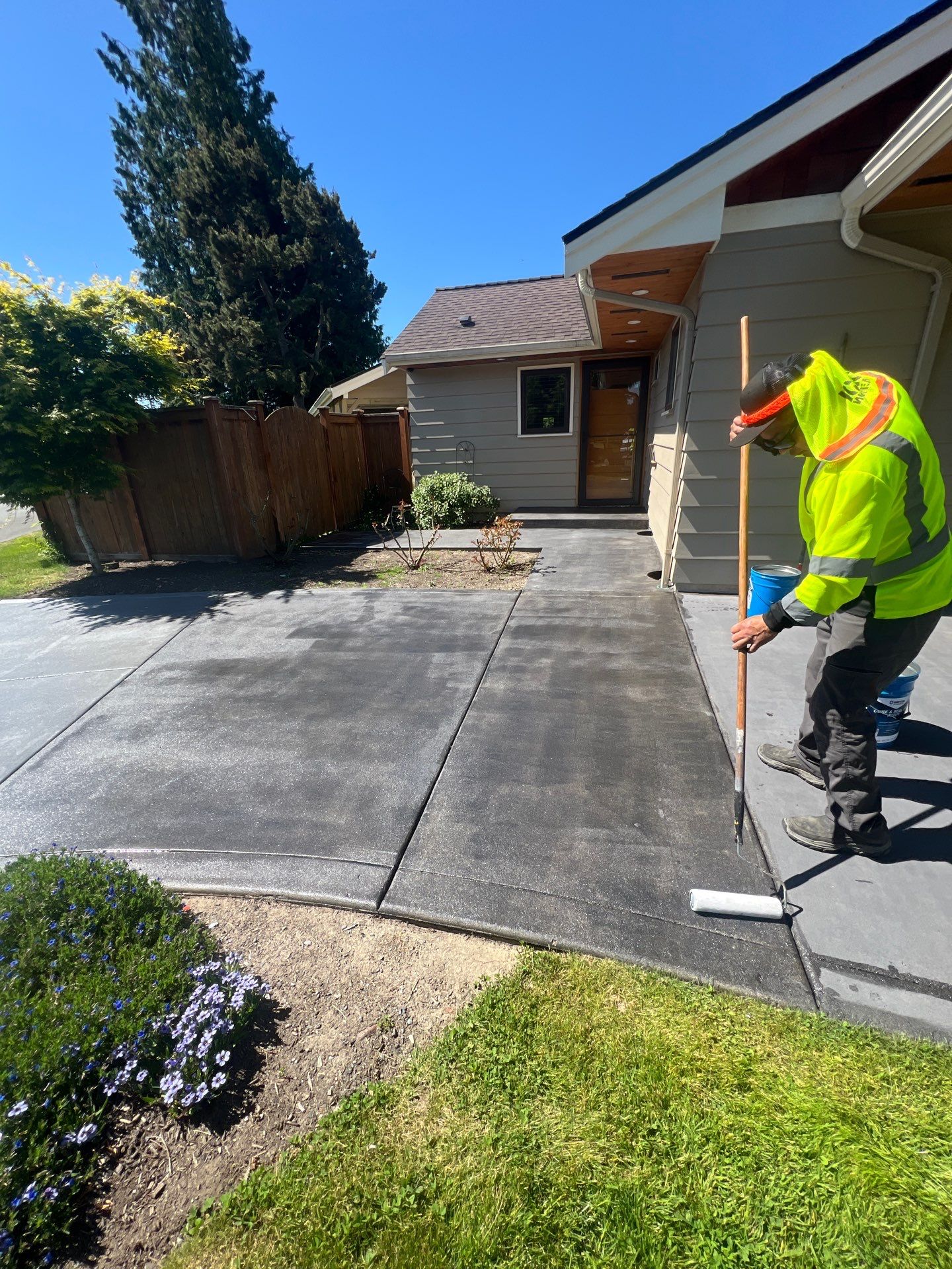 Colored Concrete Driveway Repair with Sealer| Everett    by Jireh Asphalt & Concrete Inc 