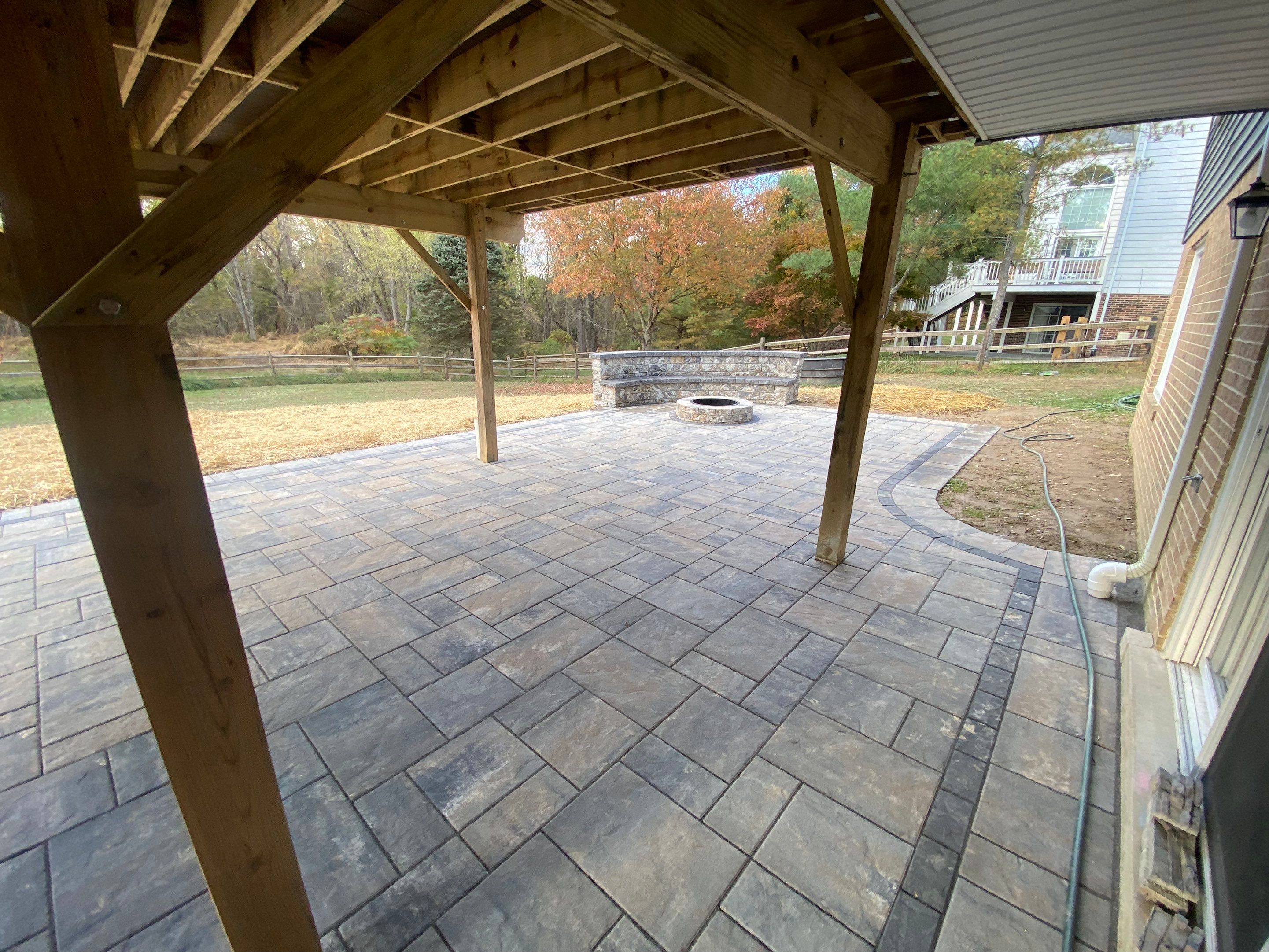 Backyard Transformation using Techo-Bloc Pavers by The Smet Companies, LLC