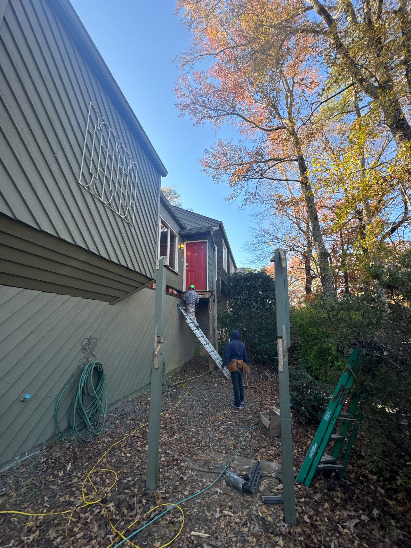 Elevated Wood Deck and Siding Replacement in Marietta by Swift Home Renovations