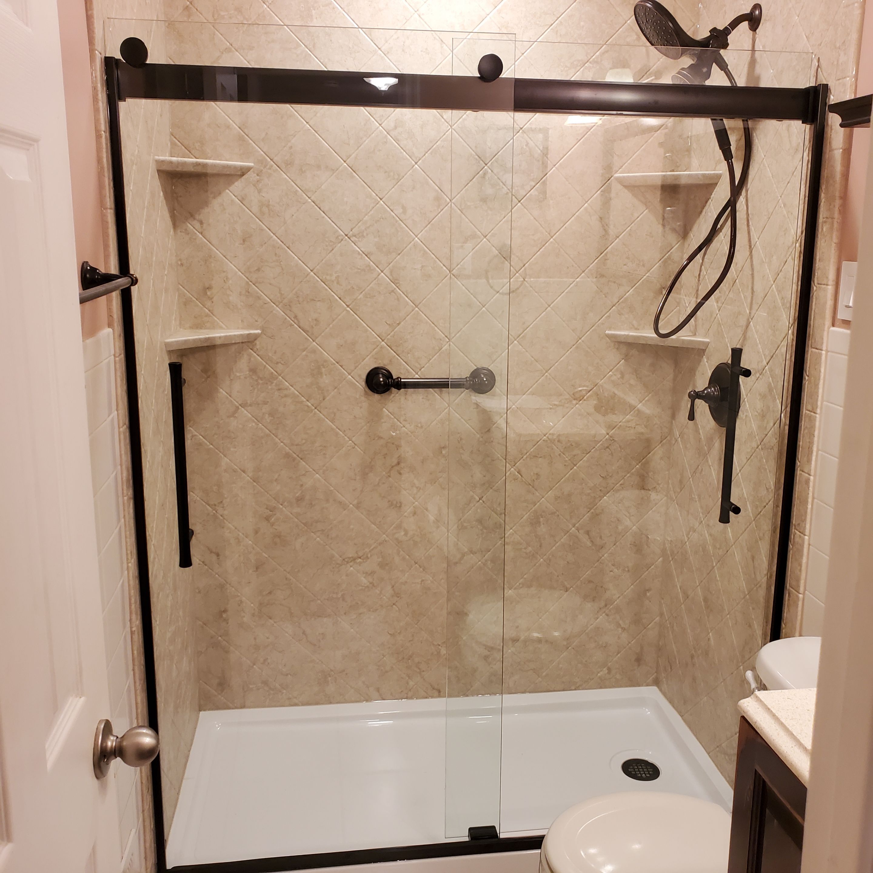 Premier Tub to Shower Conversion - Brecchia Diamond  by All County One Day Bath 