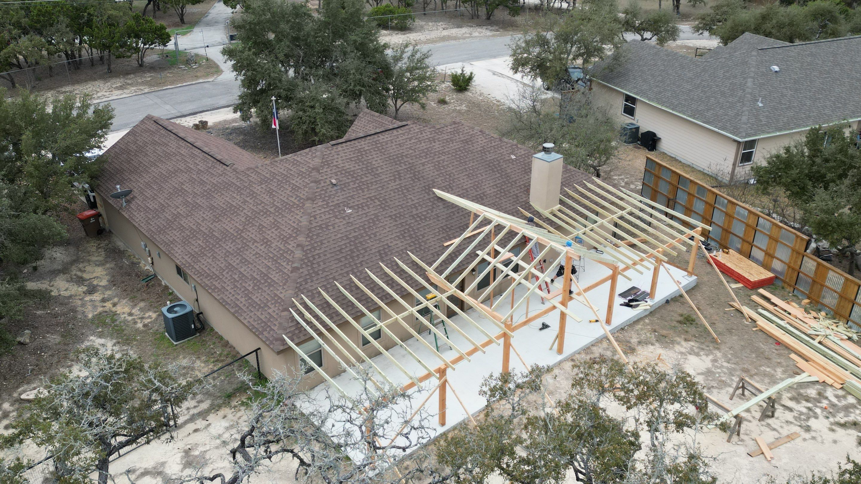 Reroof with Back Patio Addition using Owens Corning Duration Aged Copper by Lightning Exteriors