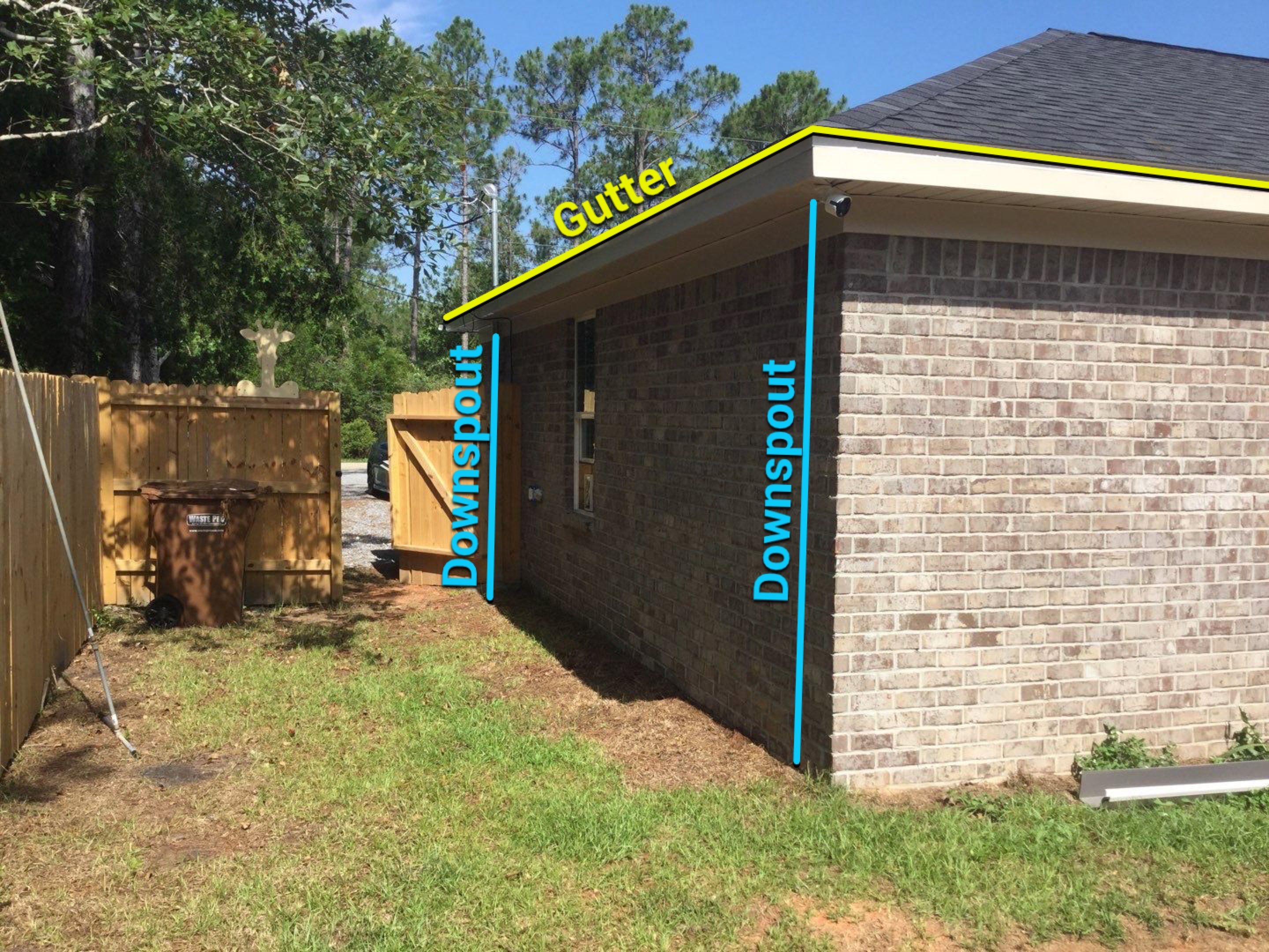 Downspout Installation using White Down Spouts in Milton FL by Gutter Professors
