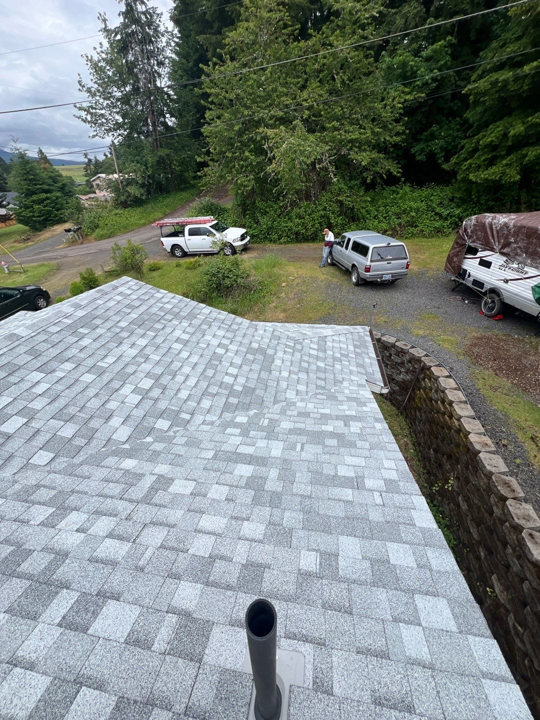 Residential Roofing Installation using IKO Dynasty (Color: Frostone Grey) by Orezona Building & Roofing Company, Inc.