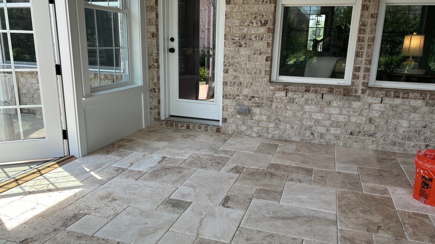 Travertine tile four season room by Footprints Floors of Nashville