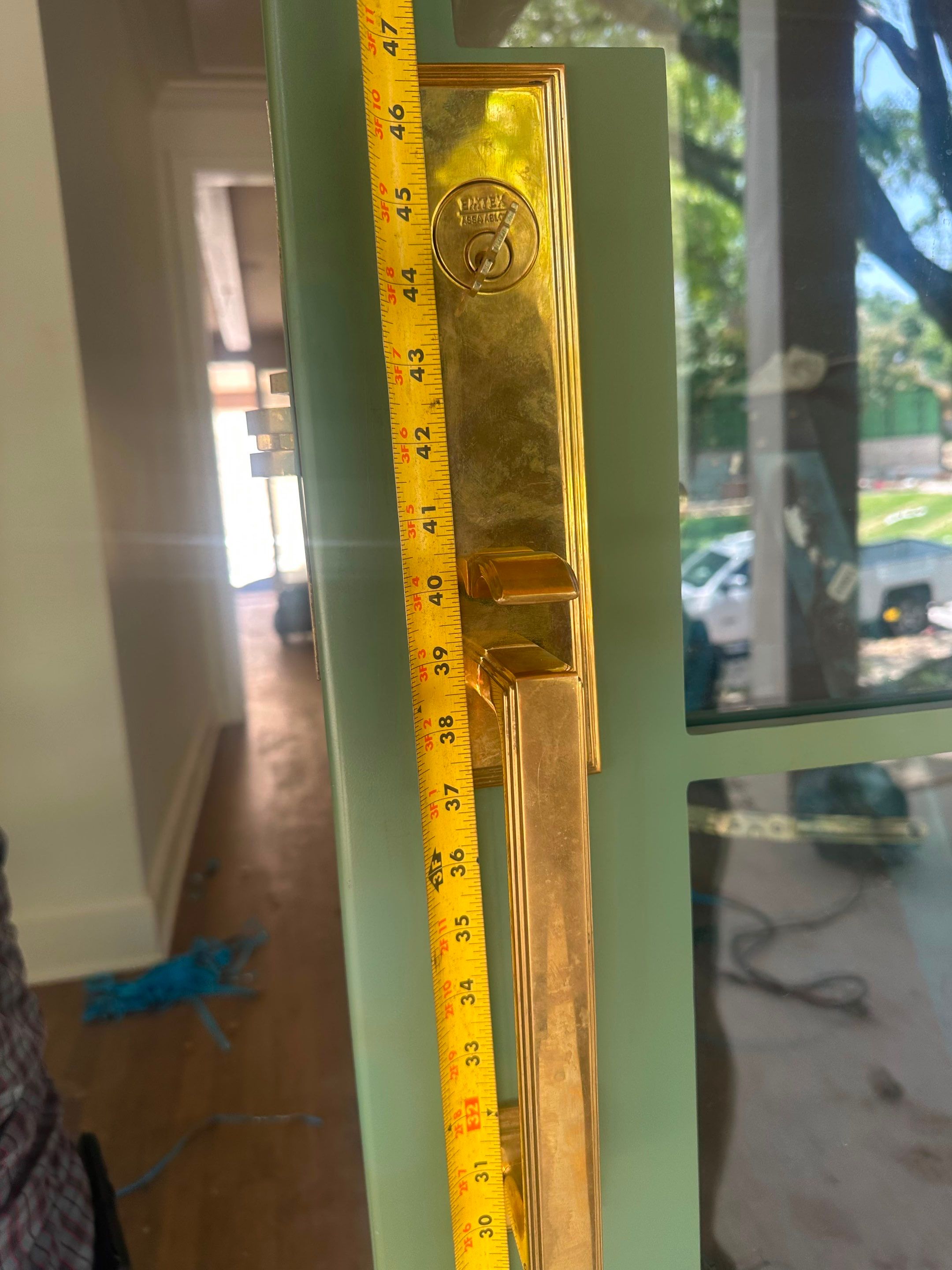 Steel Double Door Installation in Fort Worth in Sage Green by Solara Custom Living