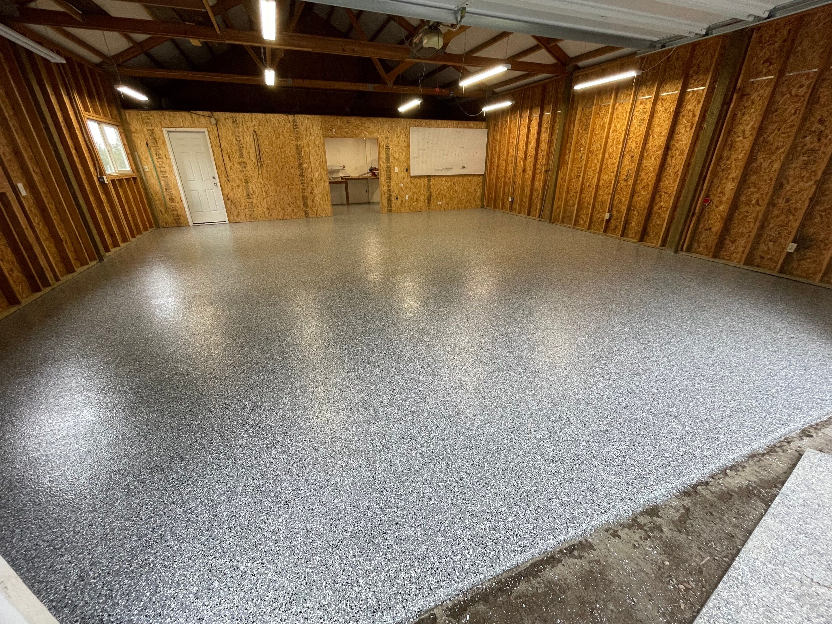 Garage Transformation using Penntek Evolution System and Smoke Color by Croc Coatings, LLC