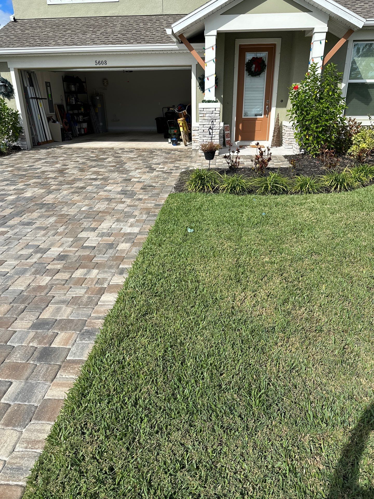 House Wash, Paver Driveway & Sidewalk Cleaning + Sanding & Sealing in Trevesta Community, Palmetto, FL by Sunshine AquaWash