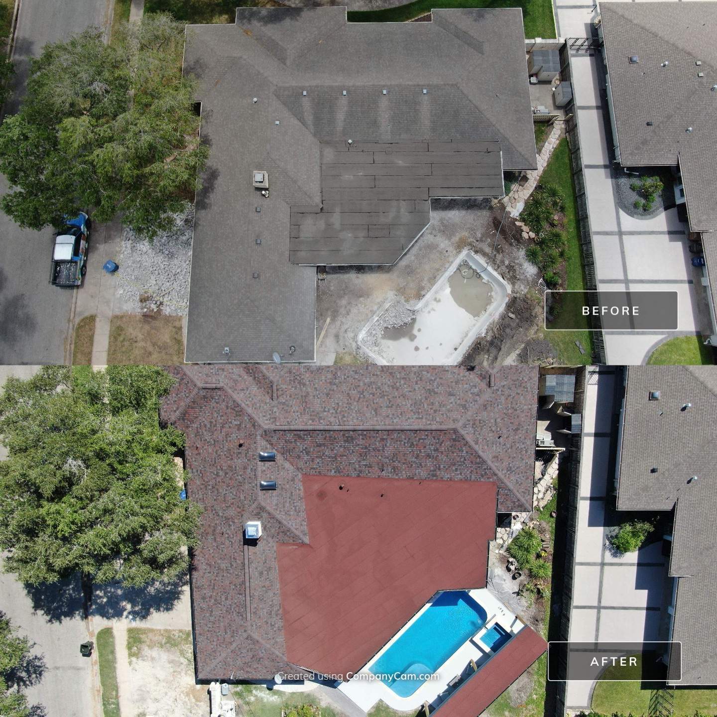 Beautiful pool side build by Bayfront Roofing and Construction