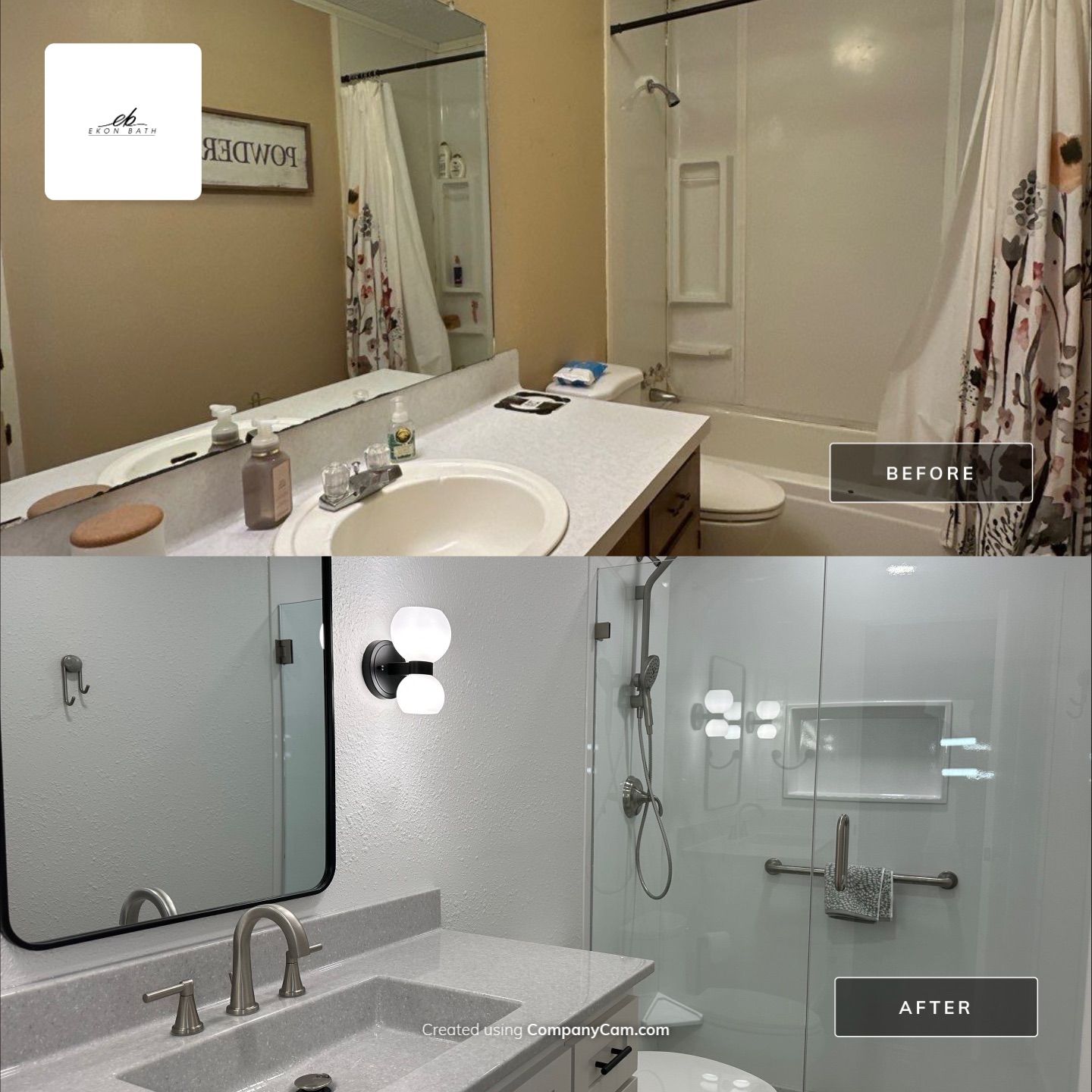Bathroom Remodel using The Onyx Collection by Ekon Bath, LLC