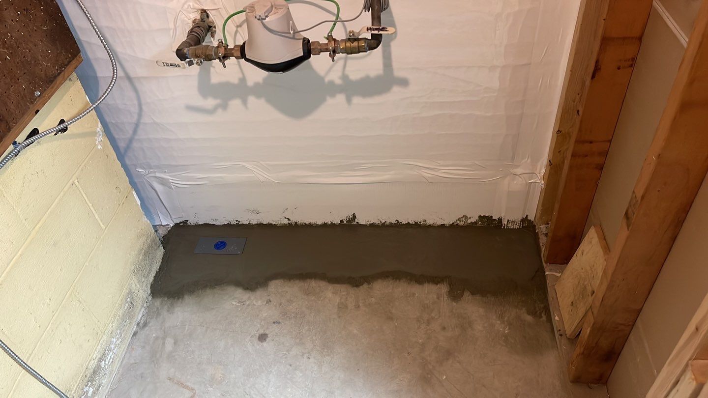 Embedded Fiber Reinforcement and Basement Waterproofing using GrateDrain Waterproofing System by Toledo Basement Repair