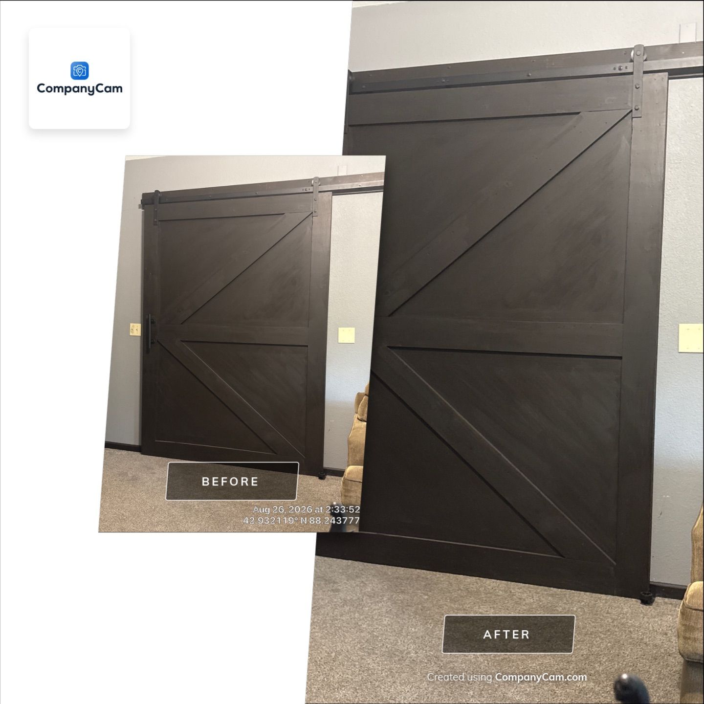 Custom Sliding Barn Door and Interior Updates in Waukesha by CompanyCam Sales Demo