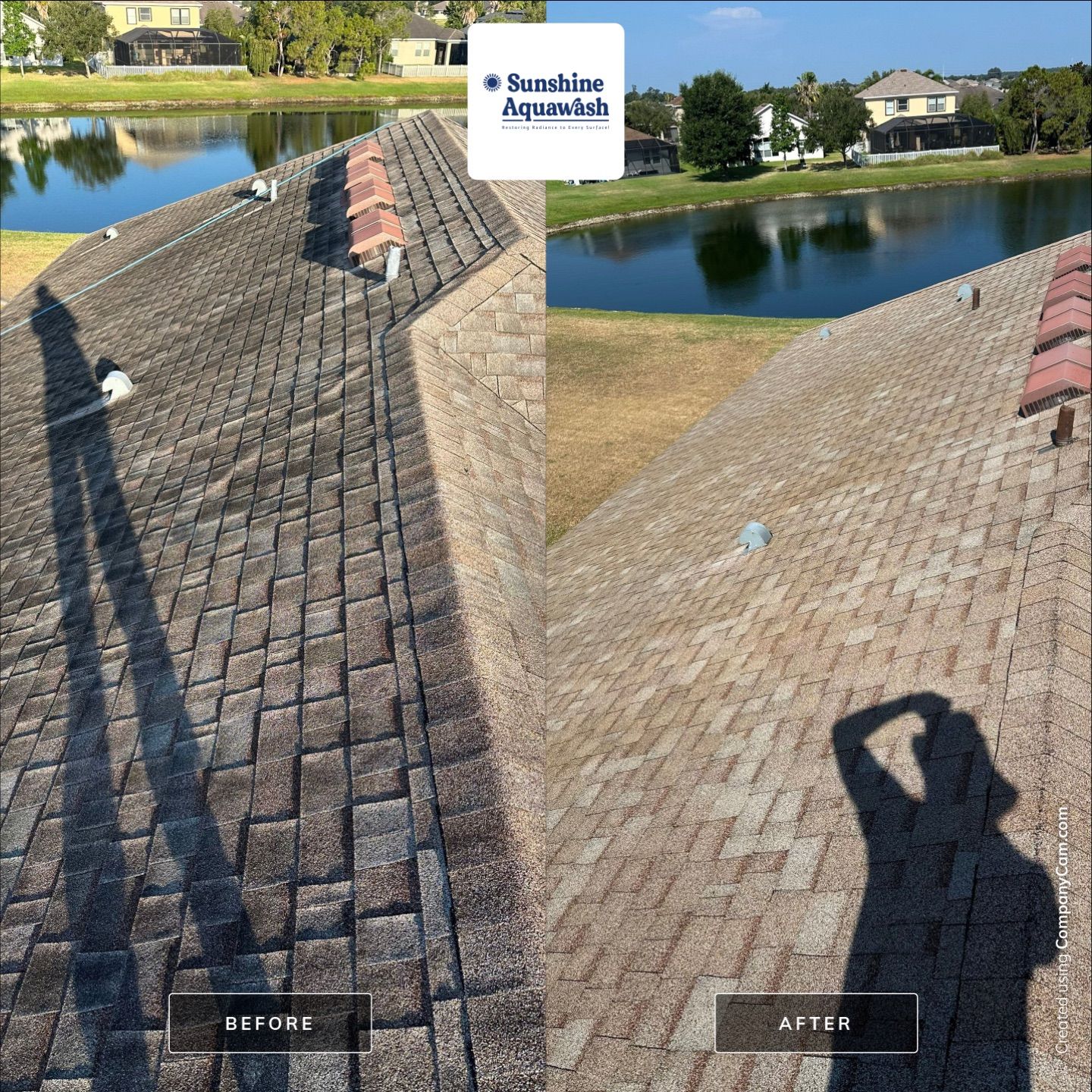 Asphalt Shingle Roof Soft Wash Cleaning & Concrete Pressure Washing in CopperStone Community, Parrish, FL by Sunshine AquaWash