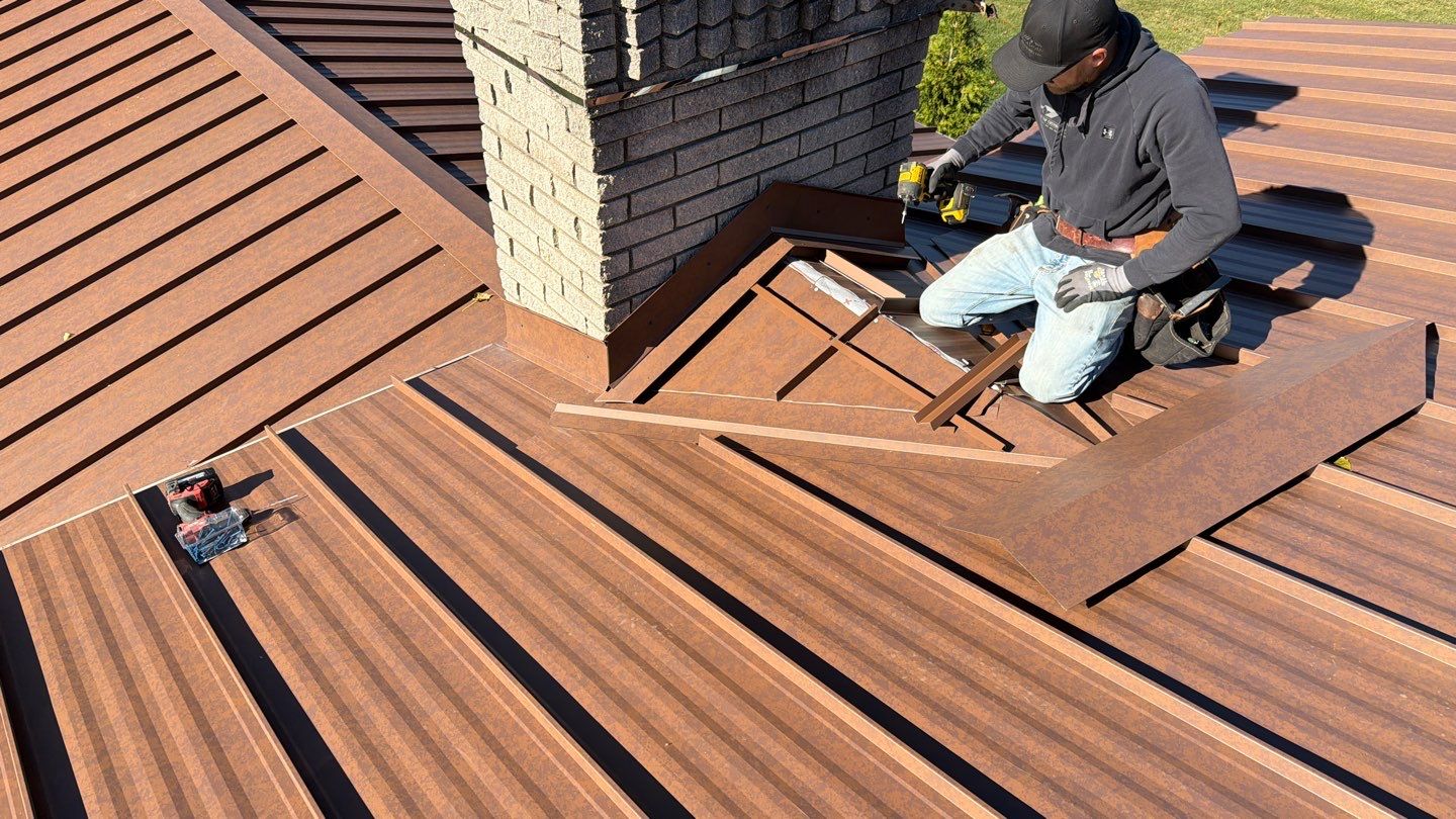 Roof Replacement using MS Standing Seam Roof Western Rust by 180 Contractors