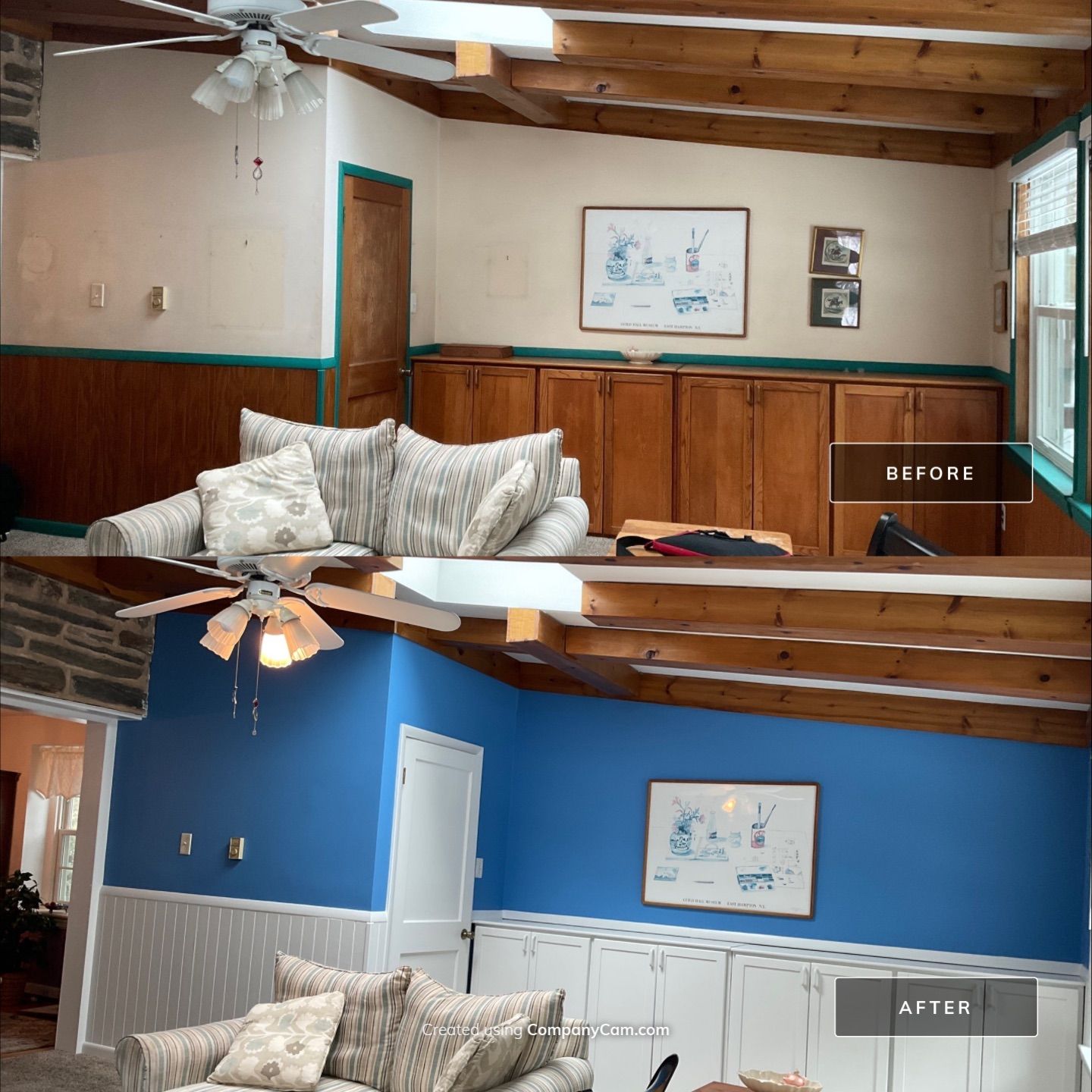 A Fresh Family Room Transformation with Sky Blue Walls