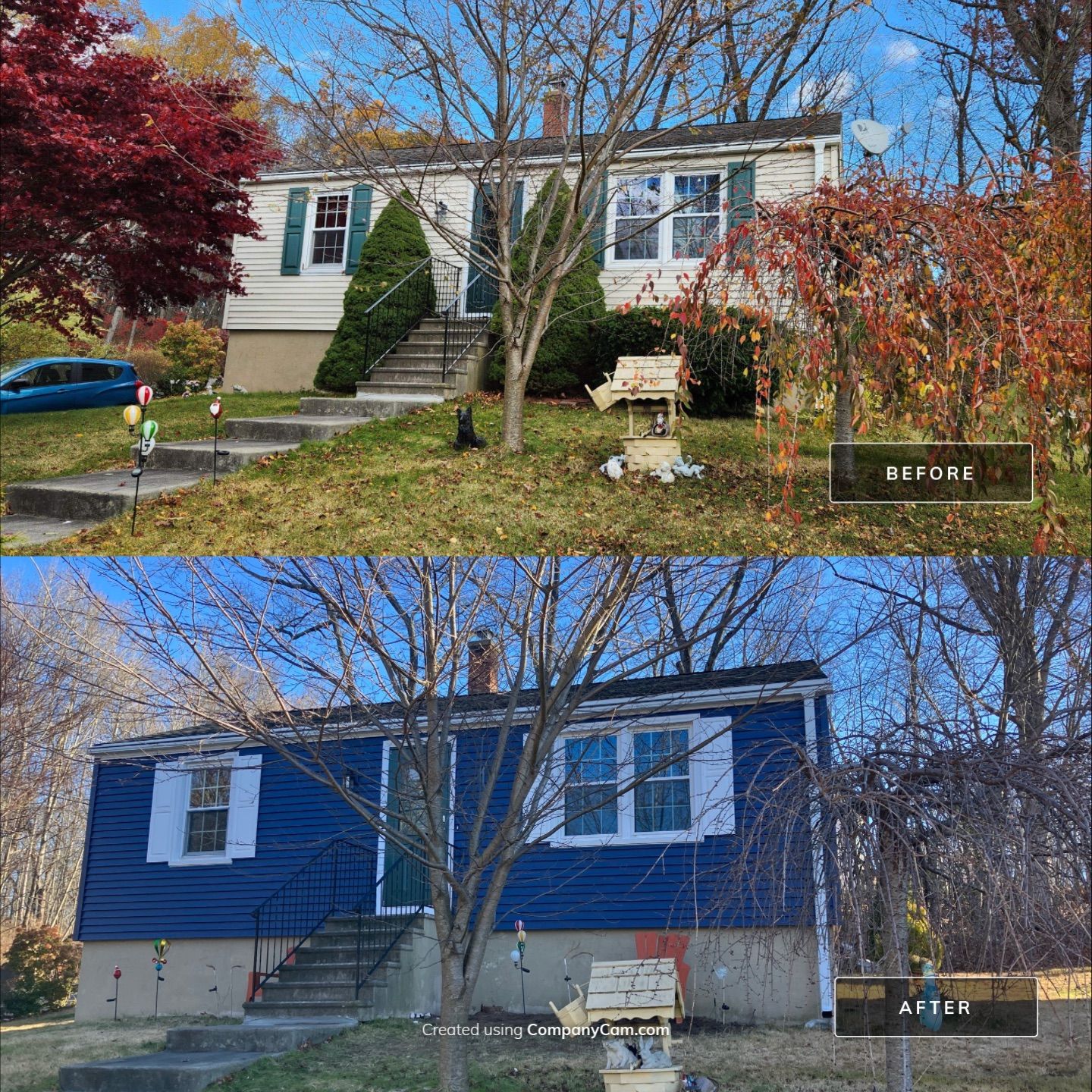 Siding update with Cert. Monogram D/4 x16'8" Clapboard, Midnight Blue & Cert. Monogram D/4 x 25' Clapboard, Midnight Blue by DiGiorgi Roofing and Siding Inc