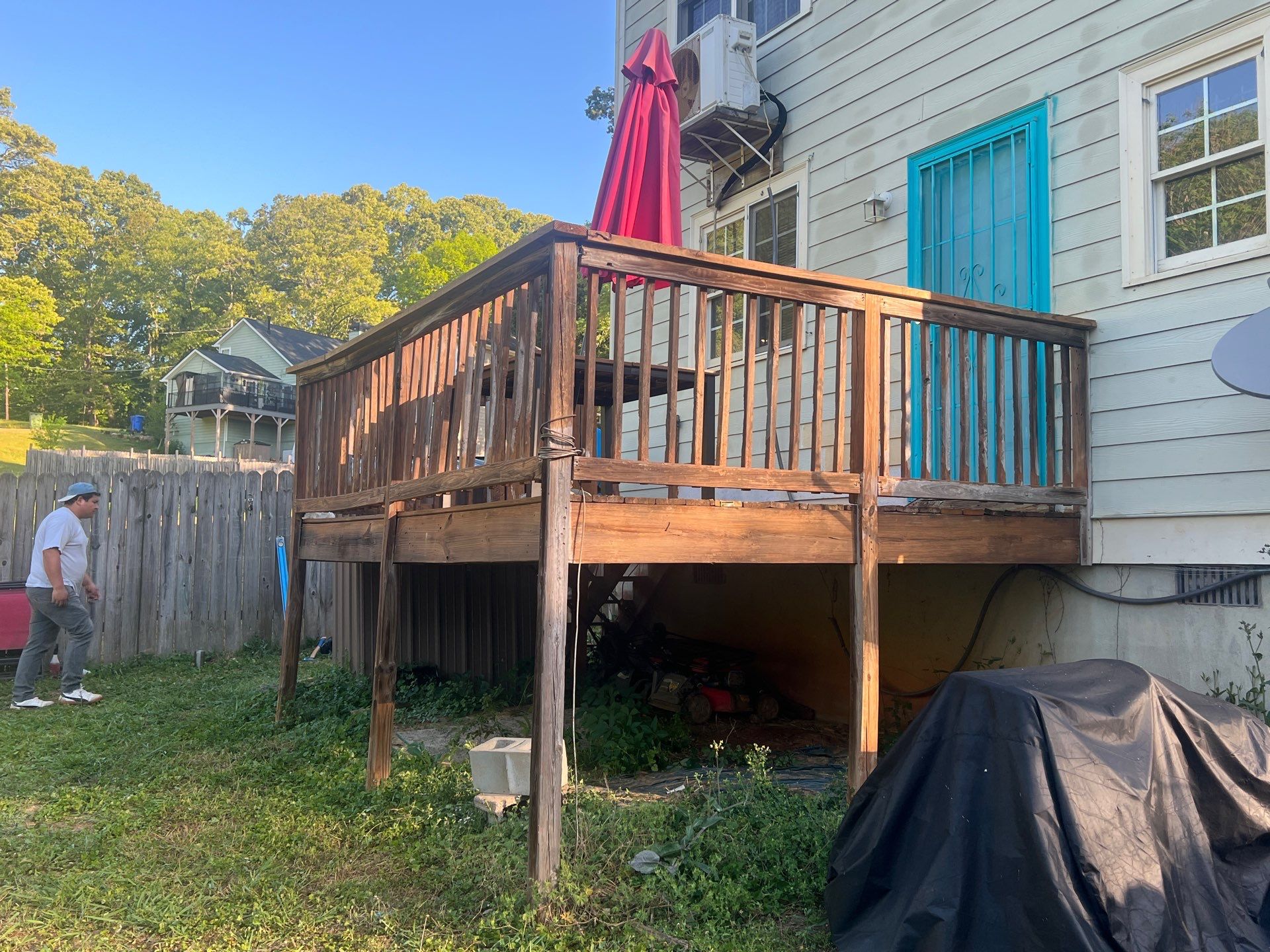 Pressure-Treated Wood Deck and Staircase Replacement in Atlanta by Swift Home Renovations