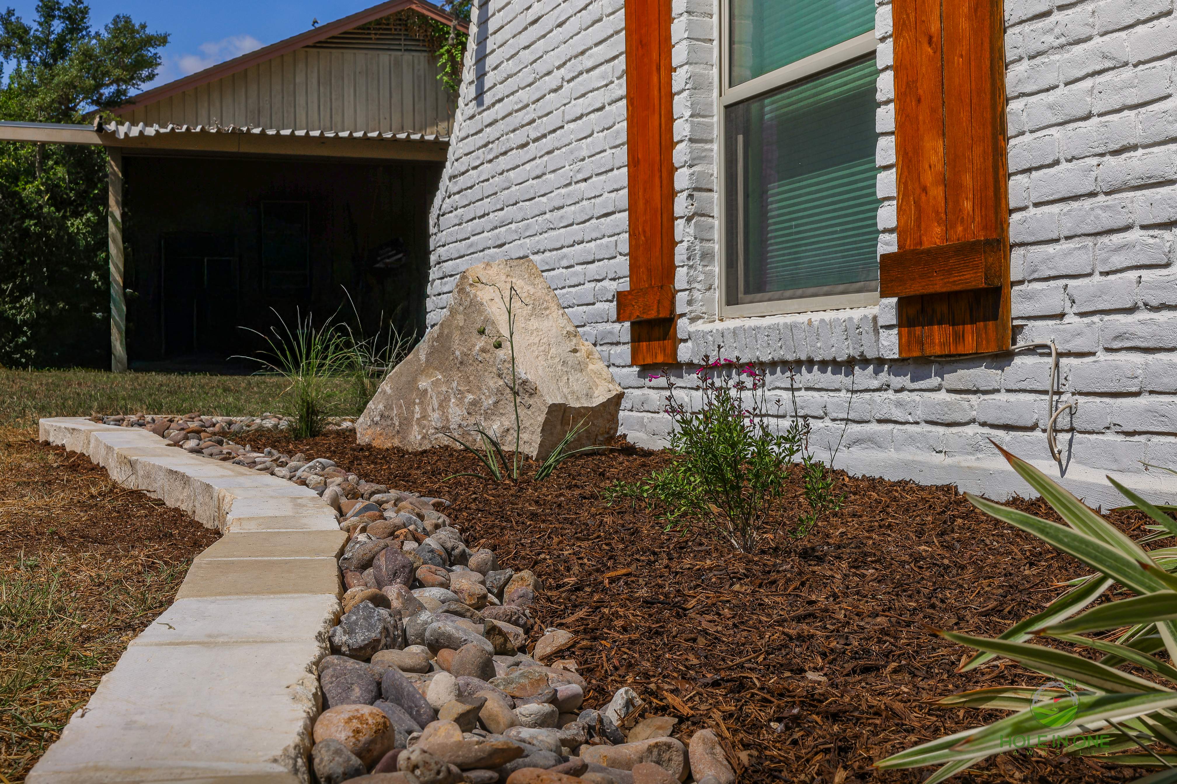 Front Paver Patio, Laredo Rock & Xeriscape Beds | Hollywood Park, San Antonio TX by Hole In One Lawns, LLC