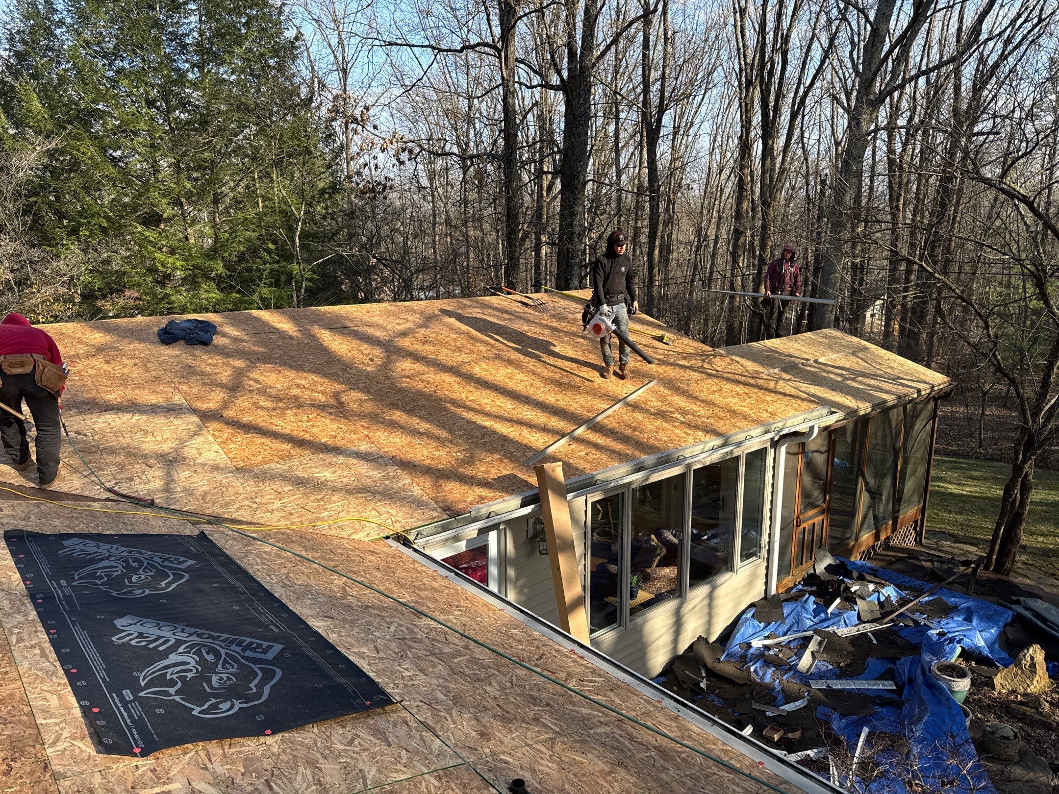 Residential Roofing Installation using Malarkey Vista AR Shingles (Black Oak) by Koontz Construction