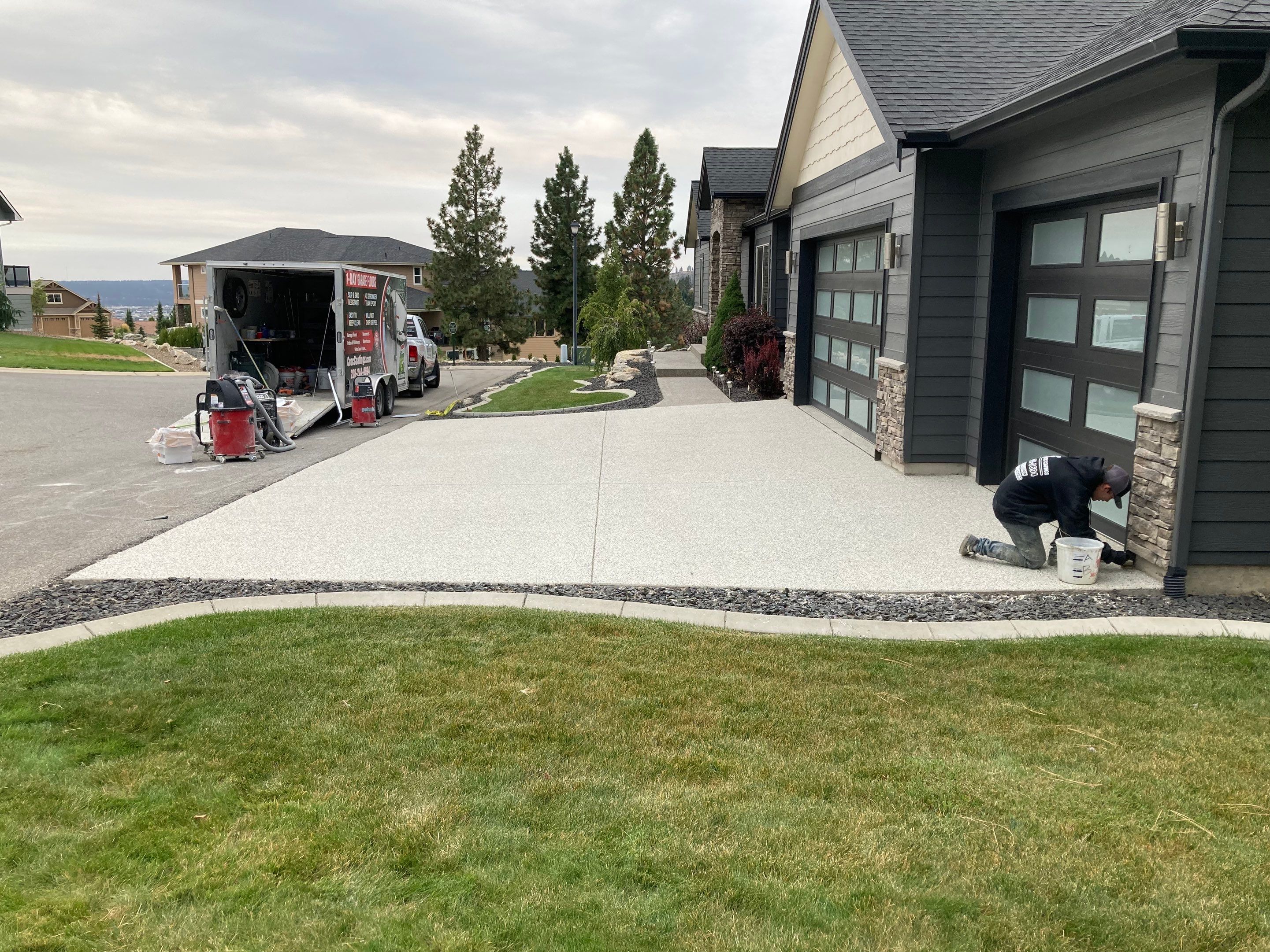 Driveway Transformation using Mediterranean Colorway by Croc Coatings, LLC