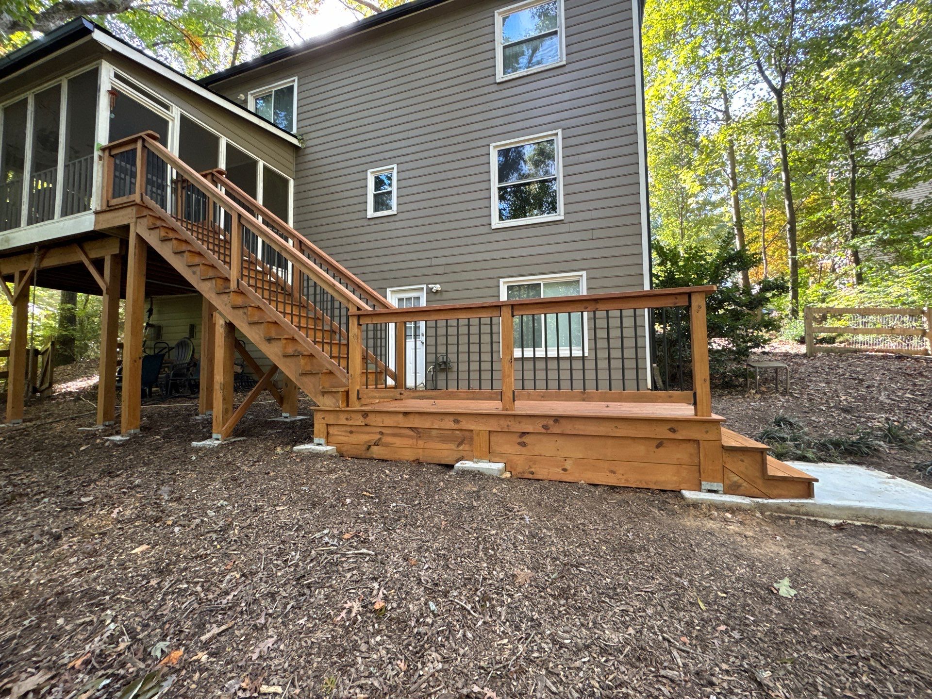 Multi-Level Deck Construction and Wood Staining in Kennesaw by Swift Home Renovations 