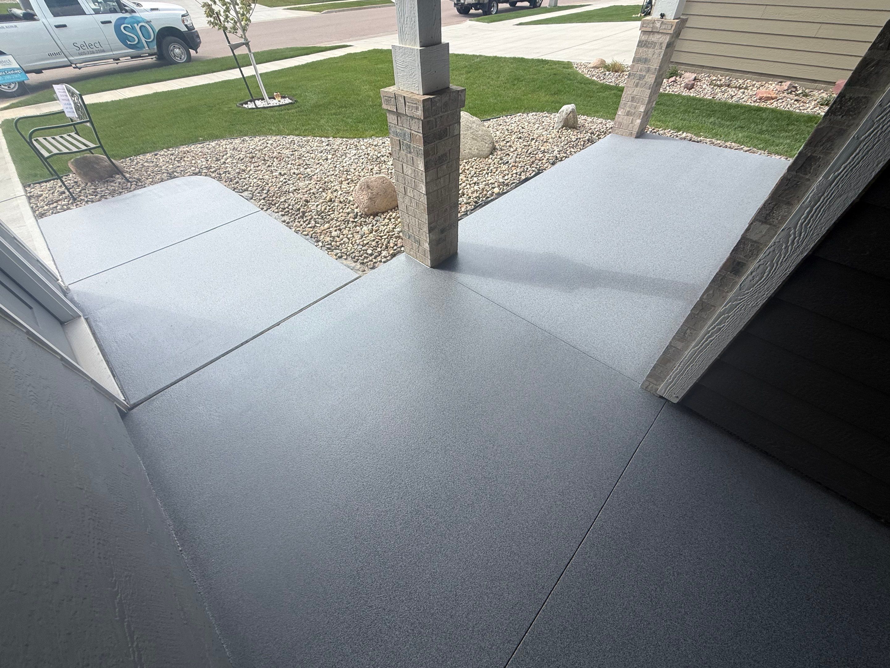 Decorative Flake Concrete Coating for Sioux Falls Porch and Patio by Select Painting, Coatings & Garage Cabinets