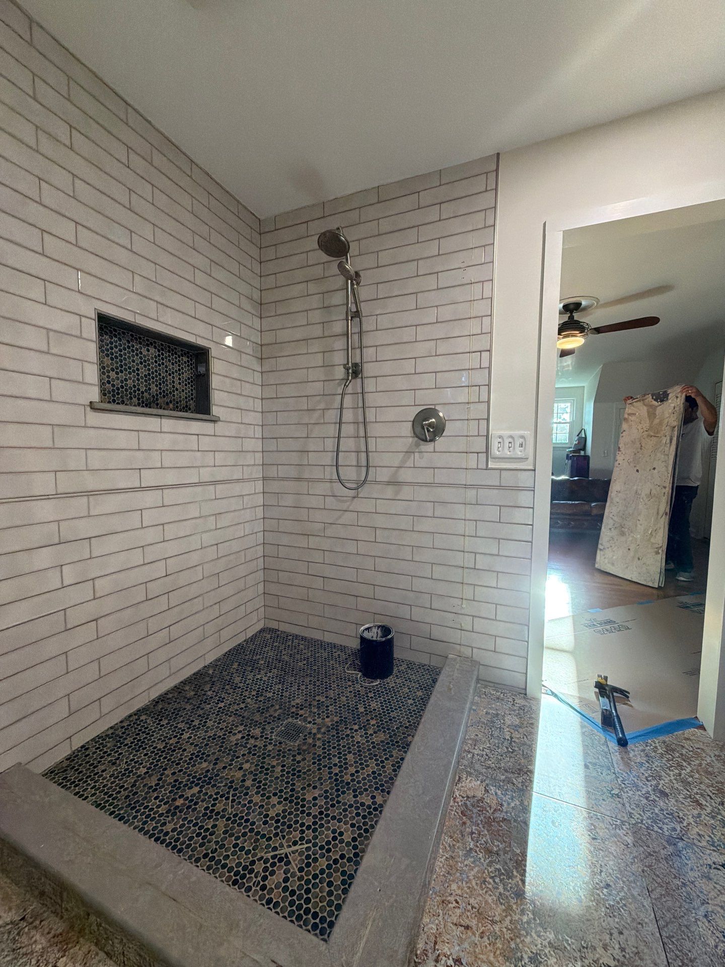 Roswell Bathroom Remodeling Featuring Custom Subway Tile Walk-In Shower by Swift Home Renovations 
