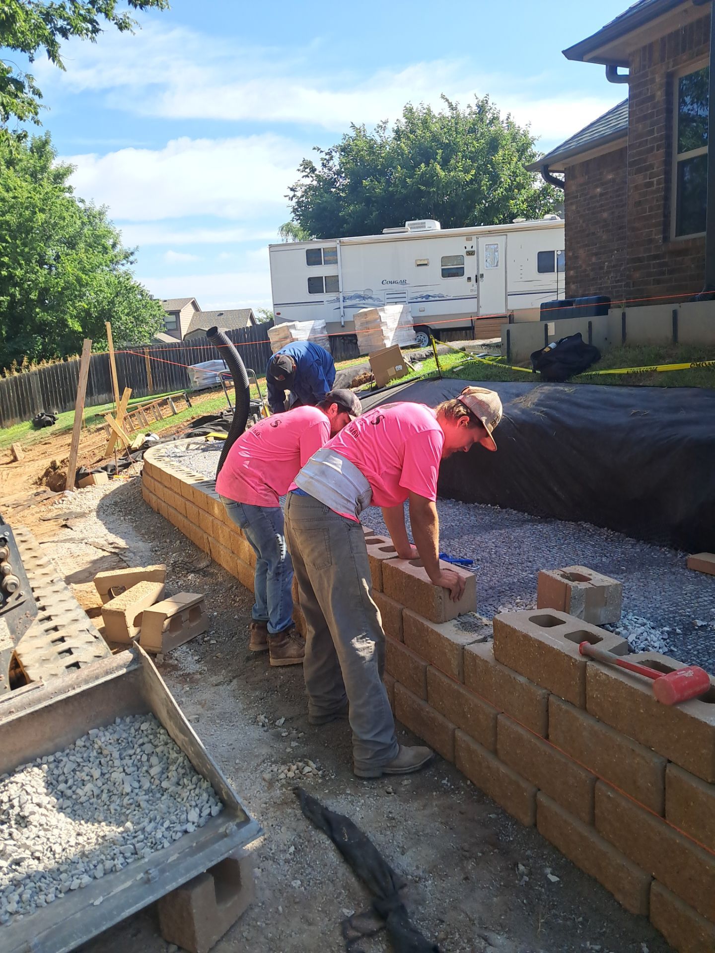 Custom Segmental Block Retaining Wall and Sod Installation in Lawton by Clays Services Inc