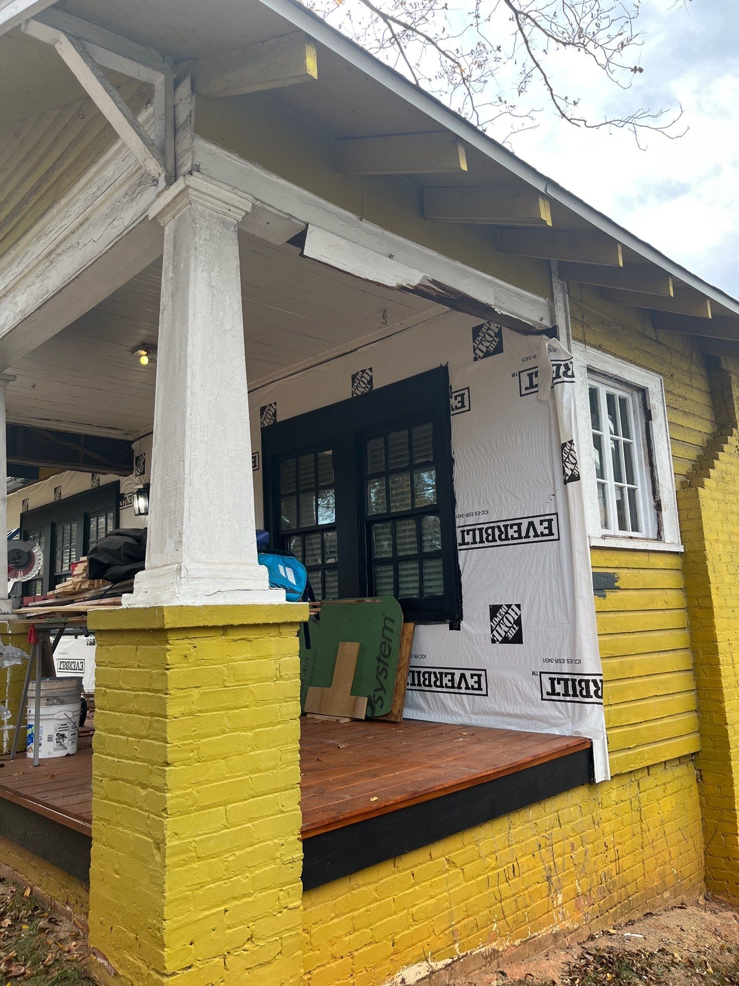 Cedar Tongue & Groove Porch Ceiling Installation Plus James Hardie Siding Replacement by Nelson Exteriors