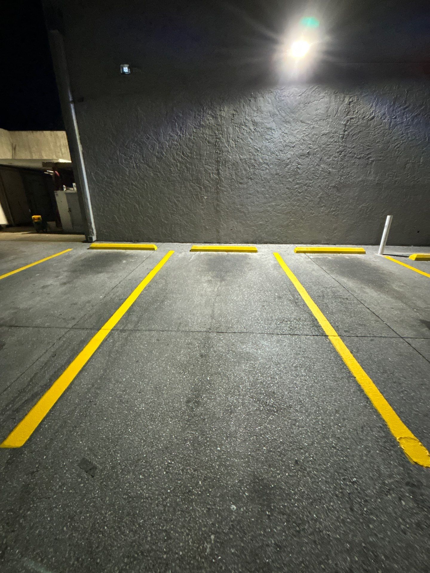 Bollard Installation, Line Striping, & Parking Block Installation at La Primavera Supermarket  by Everline Coatings & Services - Southwest FL