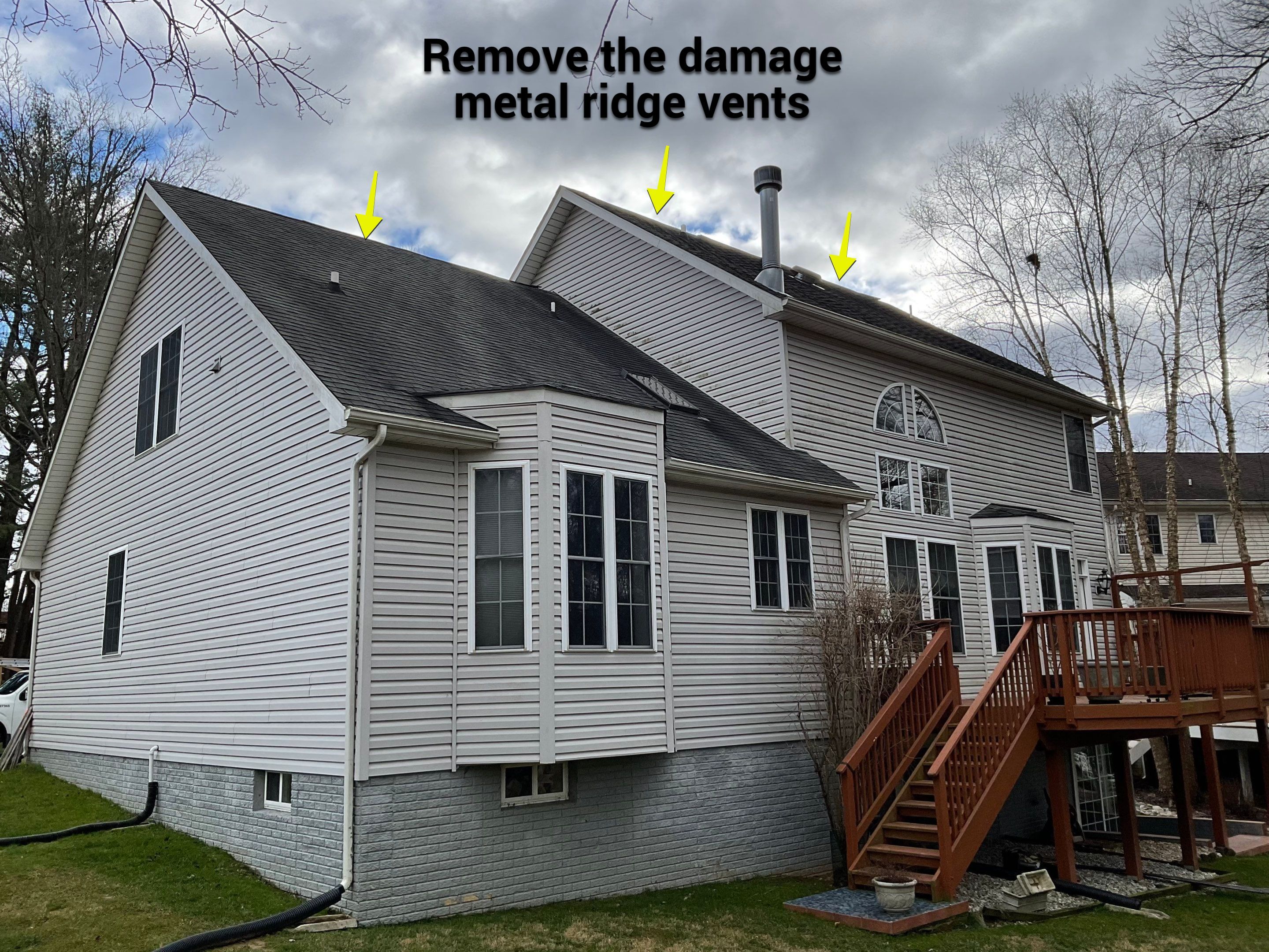 Remove the damage metal ridge vents by Alpha Design Services