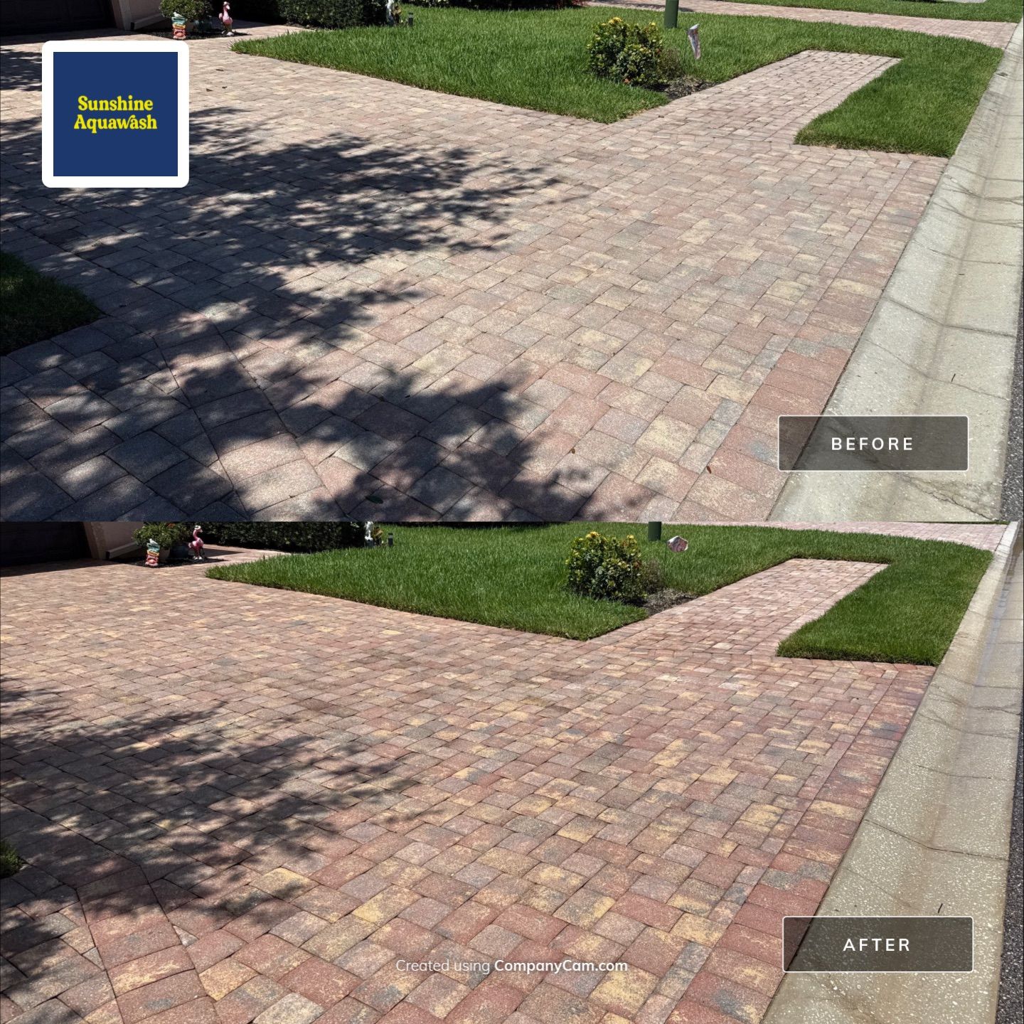 Paver Driveway, Sidewalk & Curbing Cleaning — Bougainvillea Place, Ellenton, FL by Sunshine AquaWash
