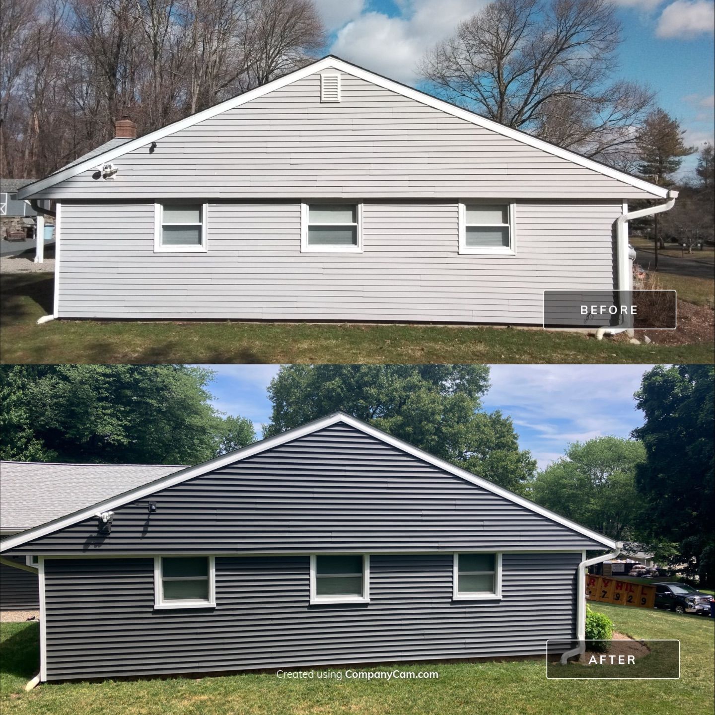 Siding Renovation with Cert Monogram D/4 x 12'6" Clapboard, Smoky Gray by DiGiorgi Roofing and Siding Inc