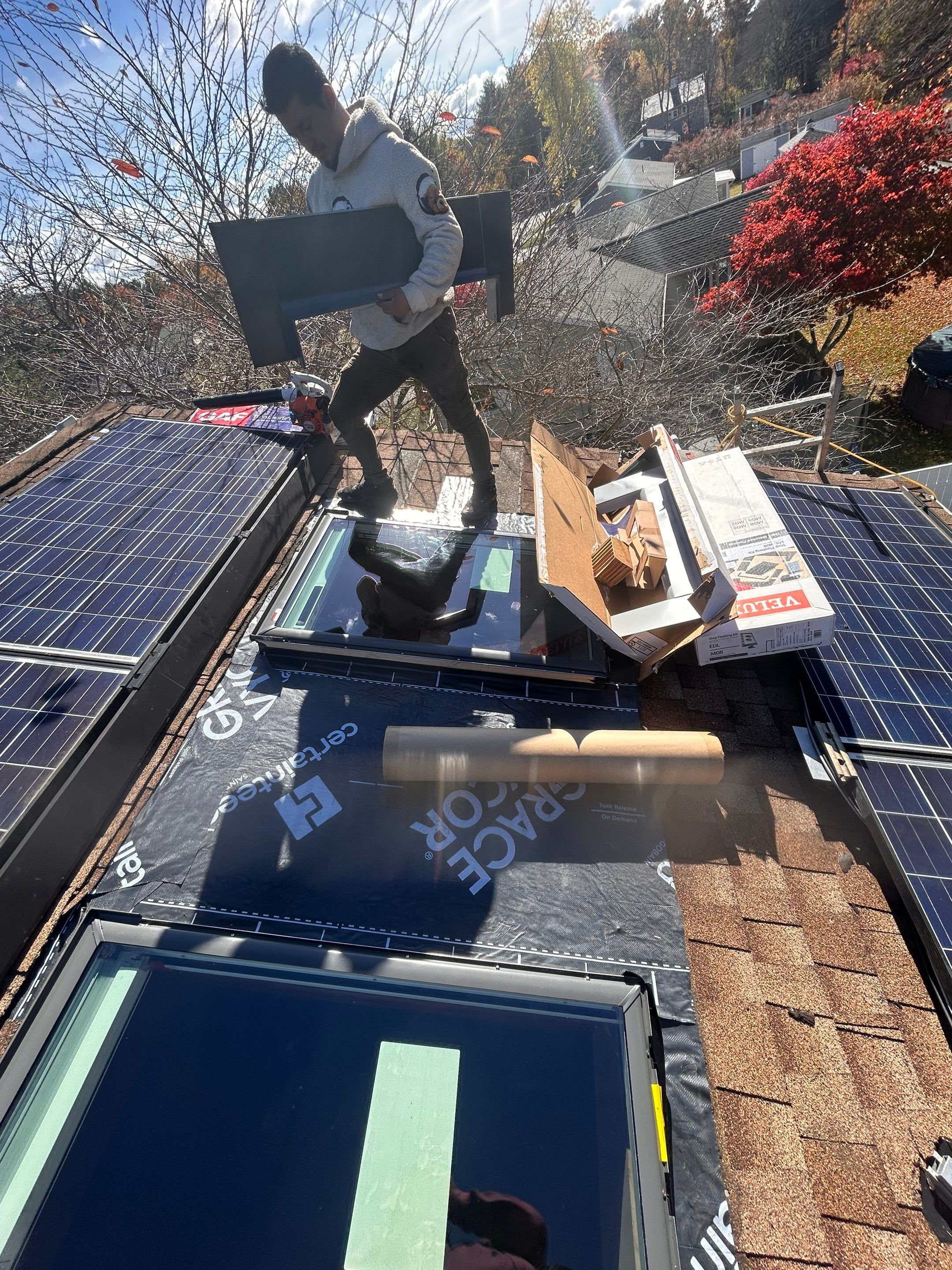 Tewksbury Dual Skylight Replacement with Solar Shades by Mighty Dog Roofing of Greater Middlesex County