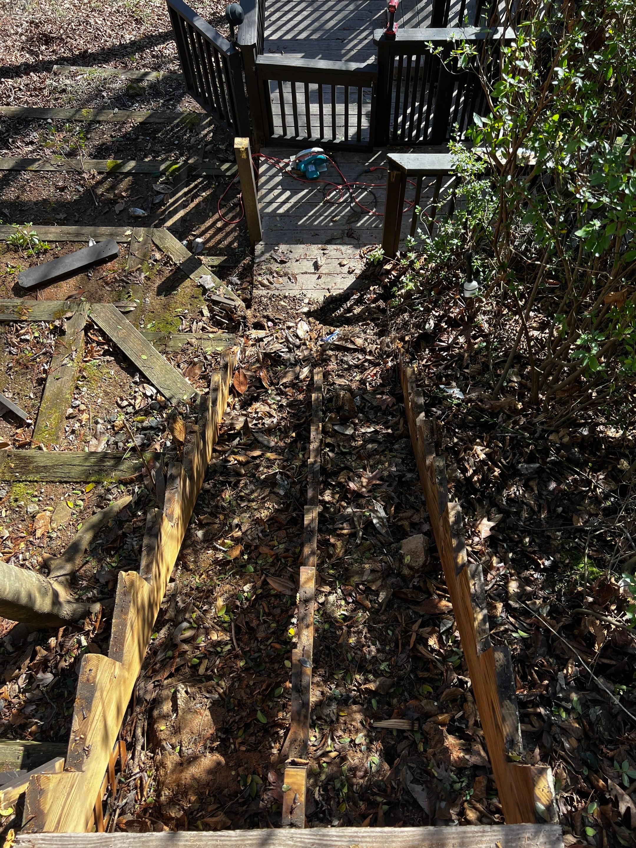 Custom Wooden Hillside Stairway Replacement with Pergola Landing in Canton by Swift Home Renovations