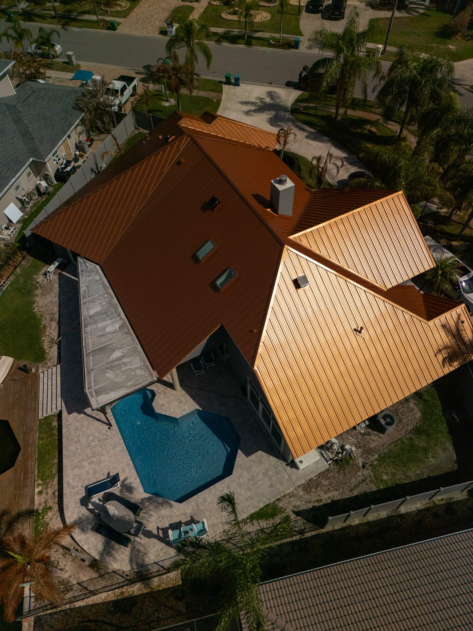 Copper Standing Seam Metal Roof Installation in Merritt Island, Florida by Wiedmann Construction & Roofing