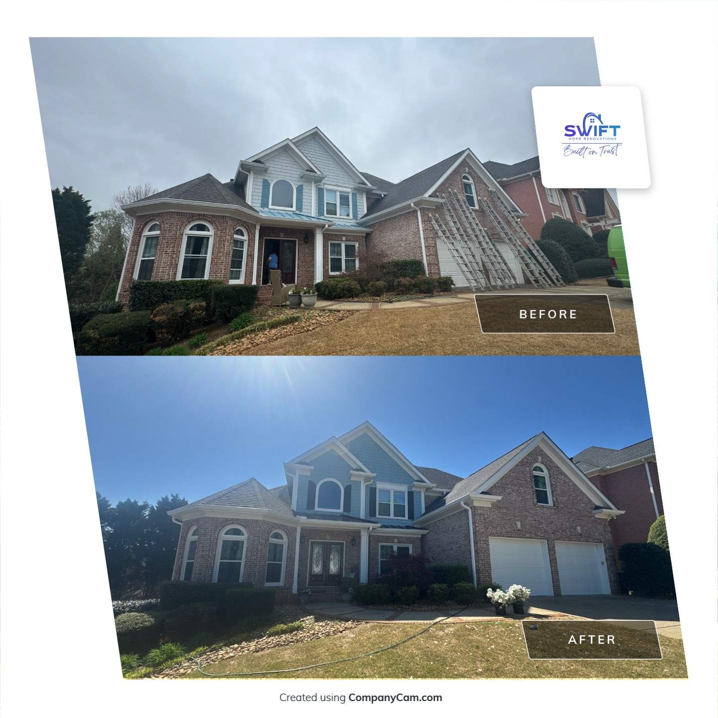 Full Exterior Home Painting for Multi-Story Residence in Marietta by Swift Home Renovations