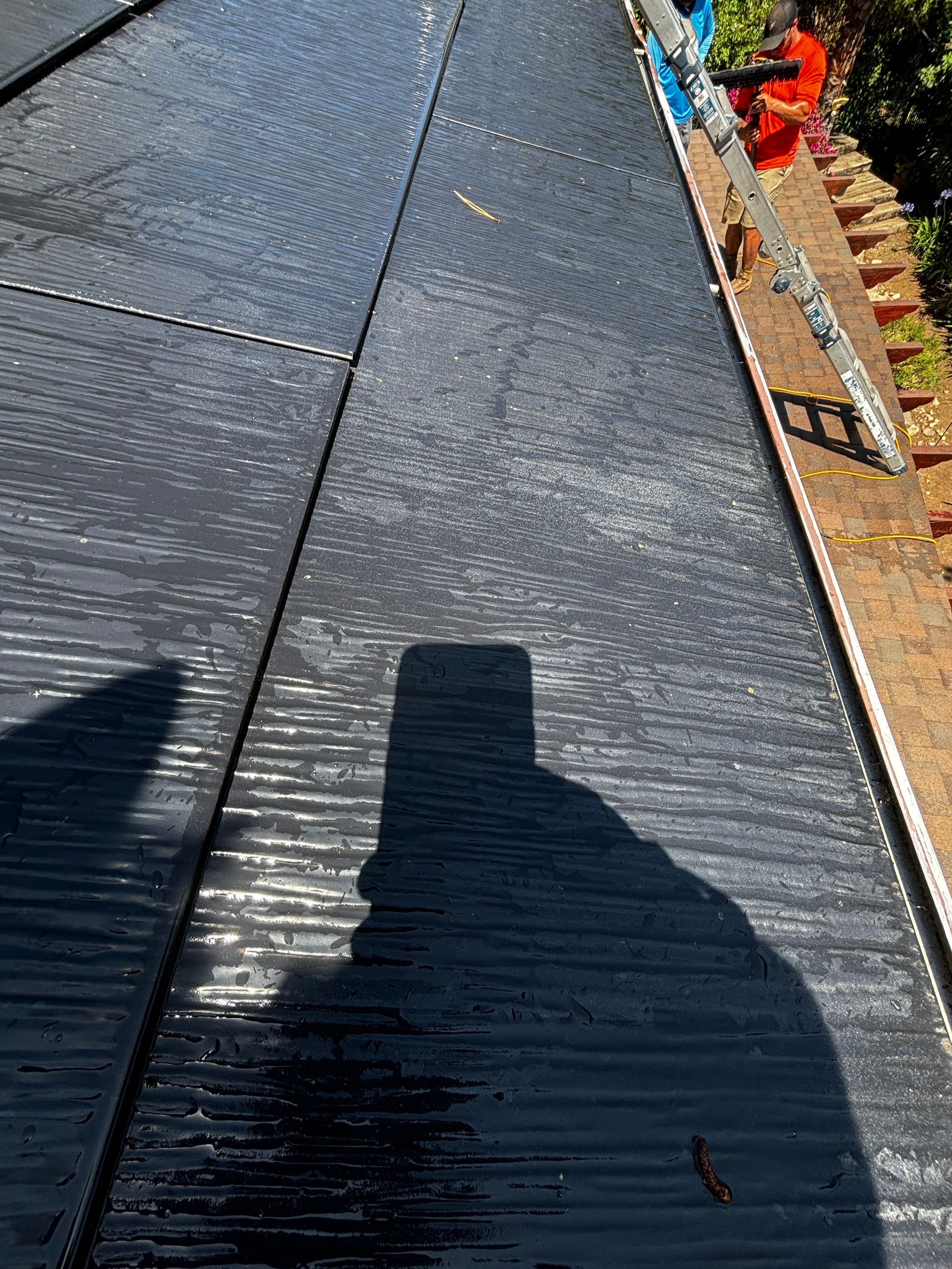 Tesla Roof Cleaning in Pasadena California by Palm Coast Solar Cleaning