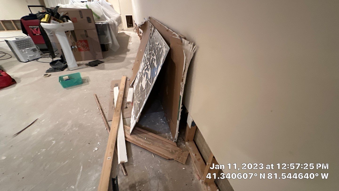 Pipe Burst Emergency Mitigation Demo and Dry Down by Absolute Roofing and Construction