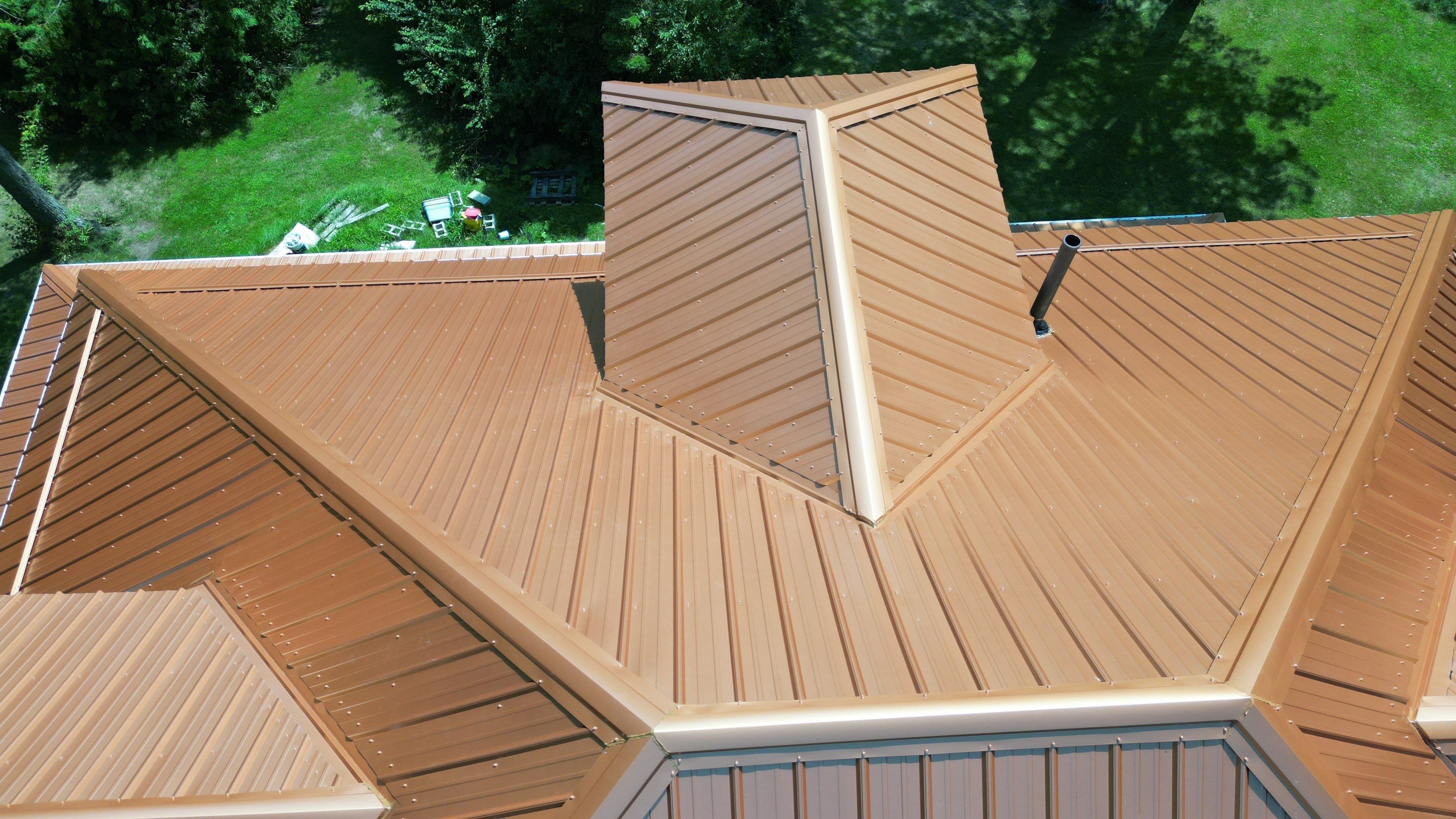 Residential Roofing Installation using Performance Panel Metal - Copper Metallic by RoofX 