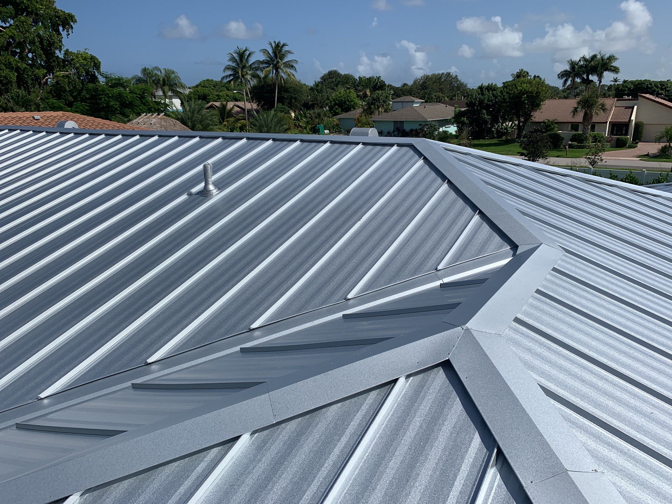 Residential Roofing Installation using 1" Nail strip metal roof by BLUES BROTHERS ROOFING