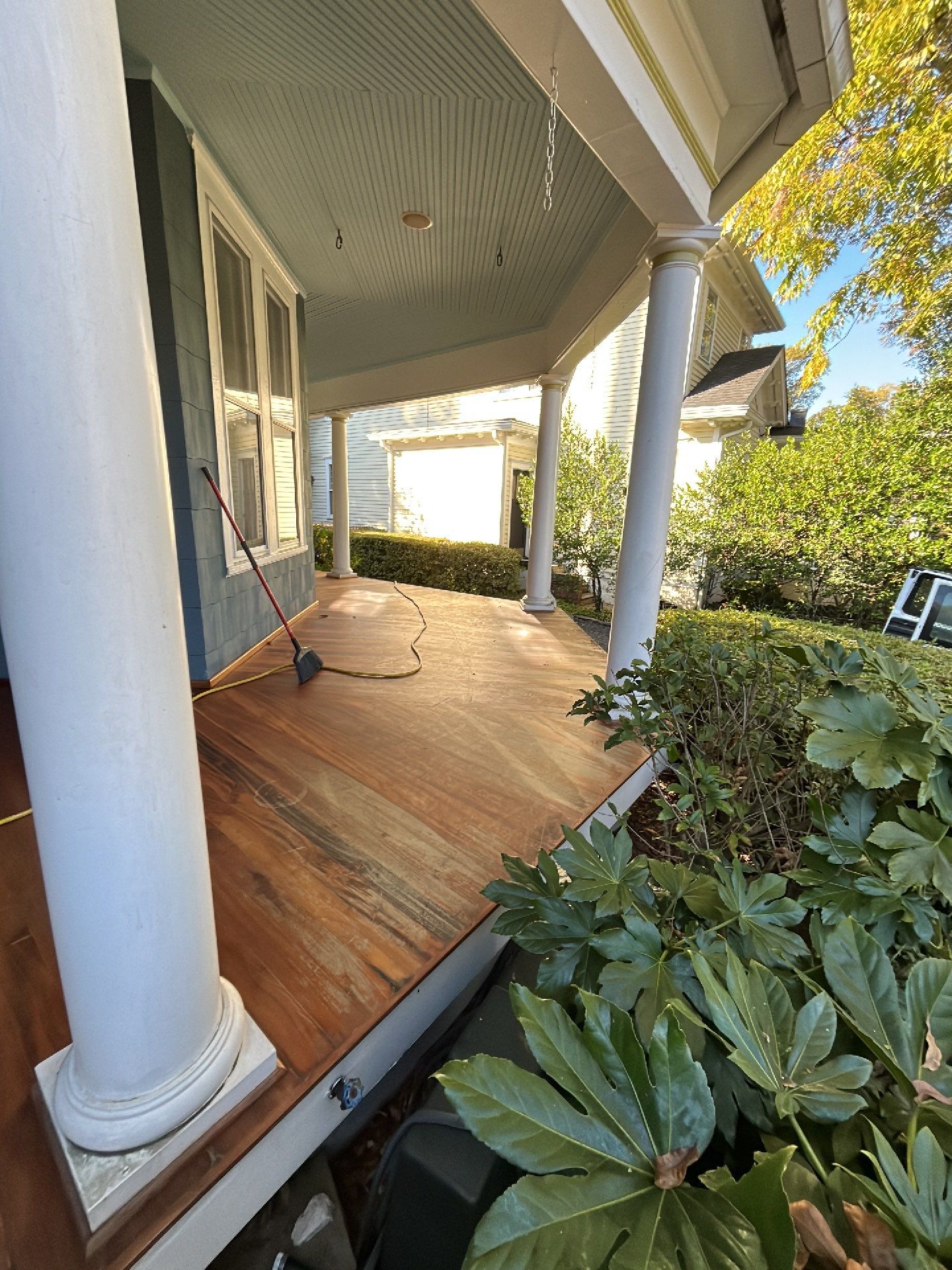 Brazillian Cherry porch refinish by Footprints Floors of East Atlanta