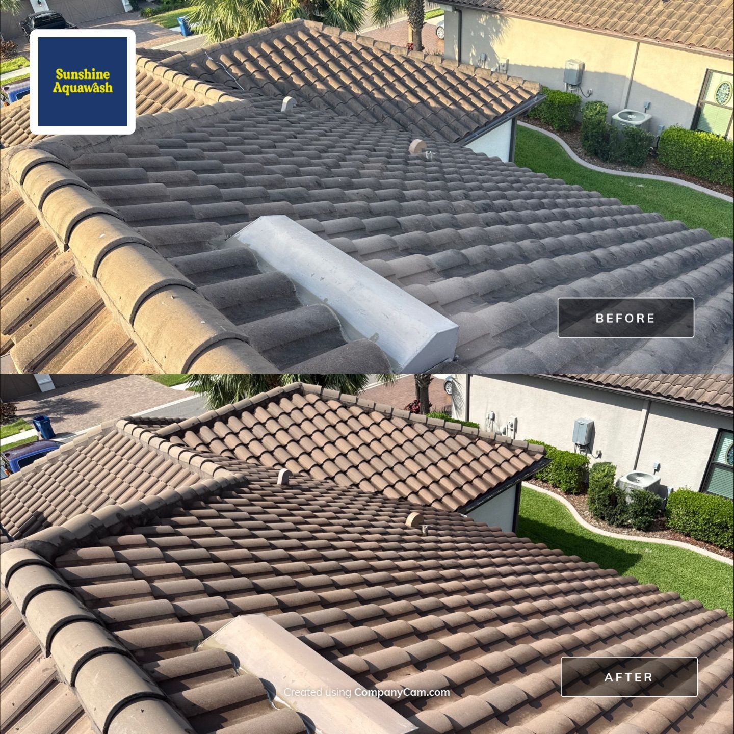 Soft Wash Roof Cleaning – Concrete Tile Roof | Artisan Lakes Esplanade, Palmetto, FL by Sunshine AquaWash