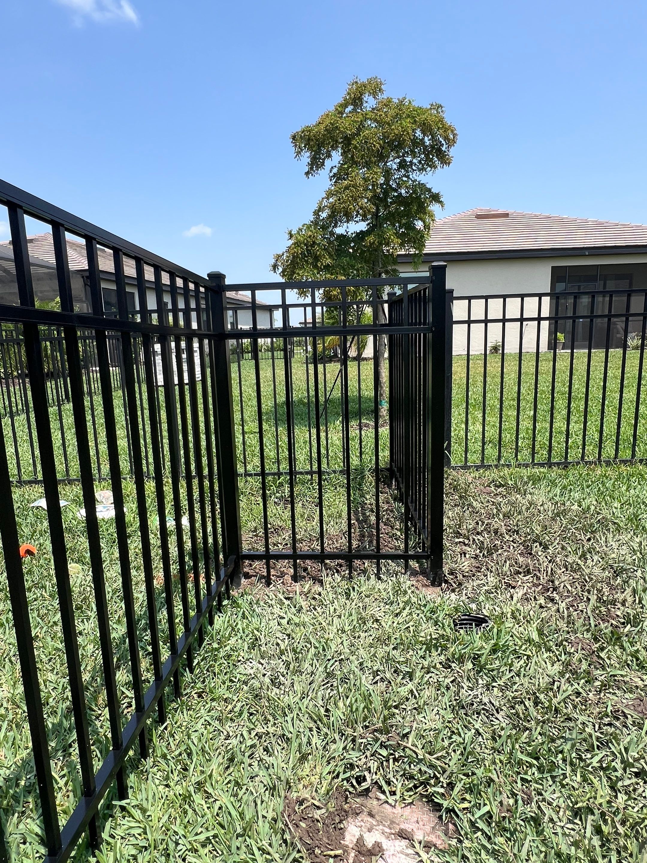 Aluminum Fence Installation using Black 3 Rail Aluminum Fence by Asap fence and gates, LLC
