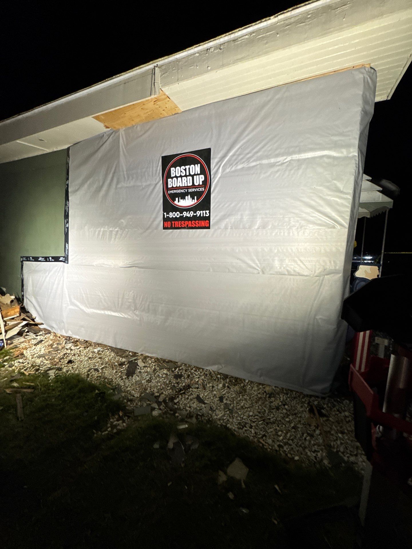 Emergency Board Up and Structural Stabilization Following Abington Vehicle Impact by Boston Board Up