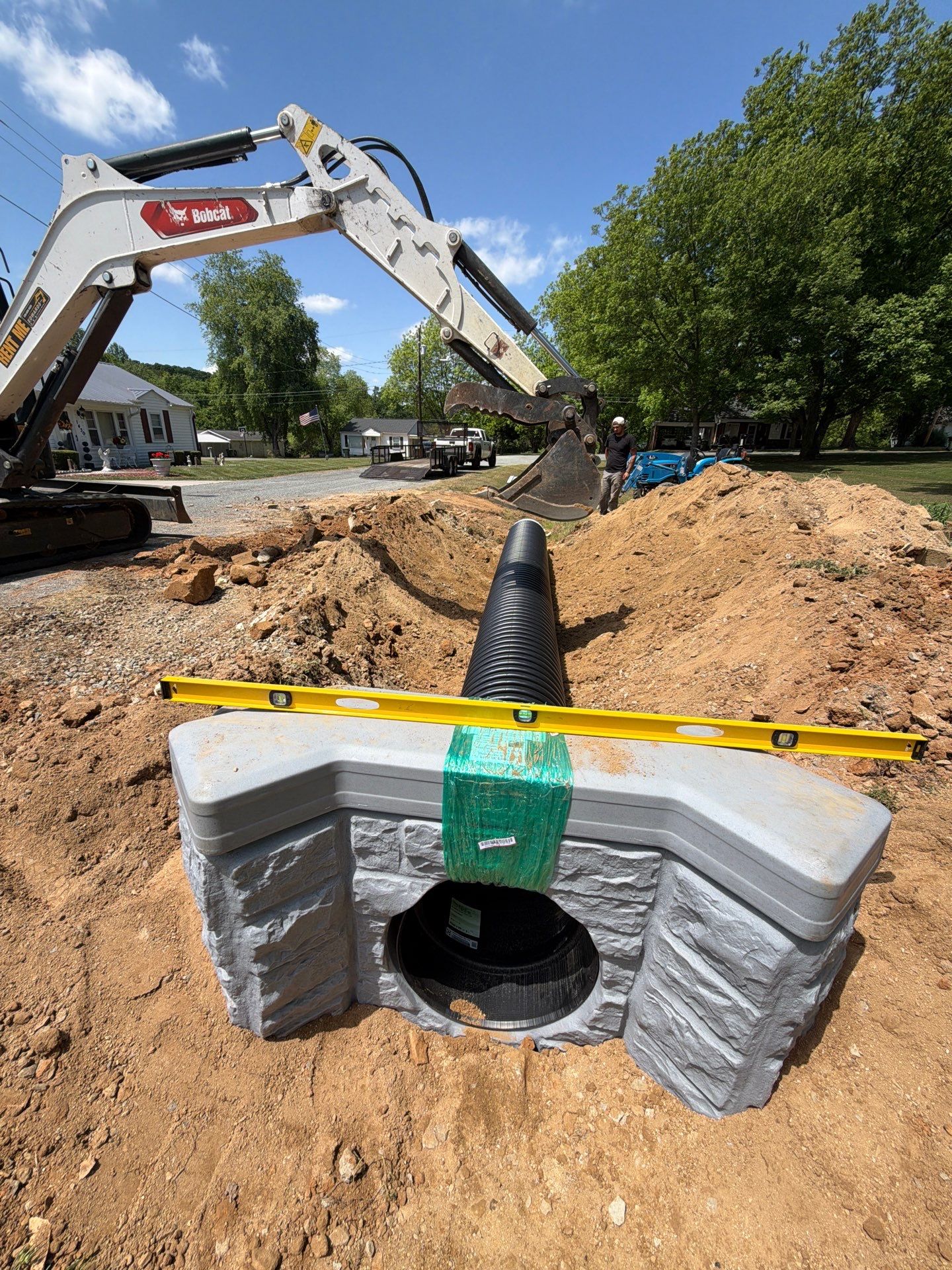 Drainage and Culvert Headwall Installation in Thomasville by Four Oaks Grading and Septic, LLC