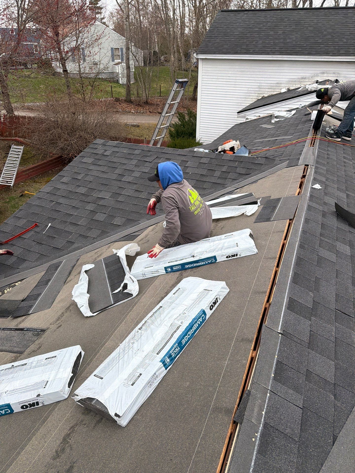 Residential Asphalt Roofing Replacement with IKO Cambridge Shingles in North Hampton by Tall pine roofing