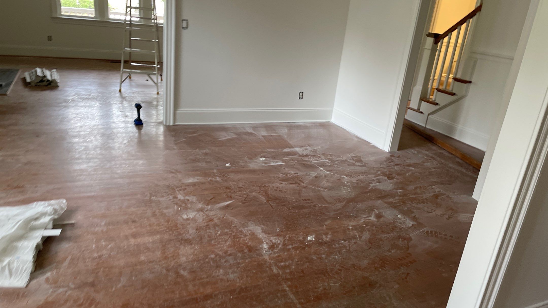 Sand and Finish Red Oak back to Natural with Matte Waterbased Finish by Footprints Floors of Coastal Carolina