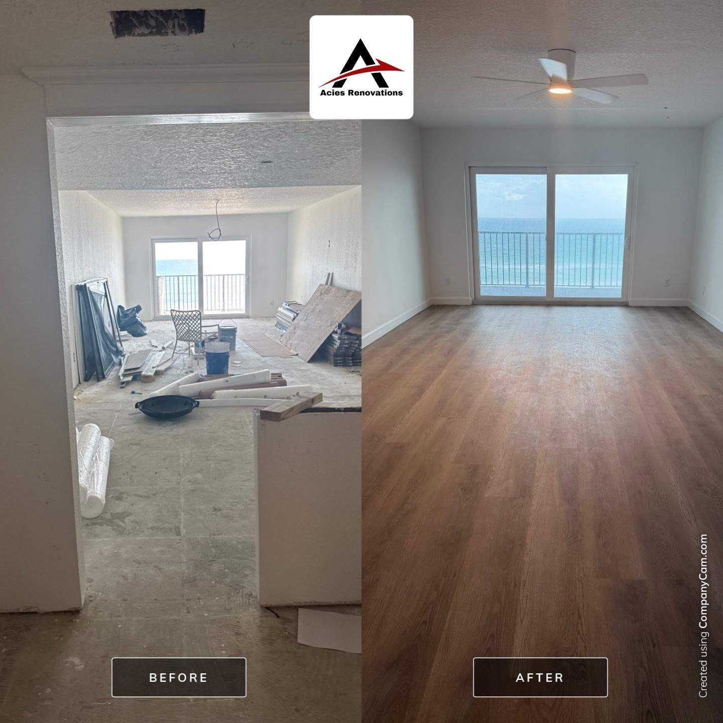Full Condominium Remodel Featuring Aubrey Oak Flooring In Daytona Beach by Acies Renovations