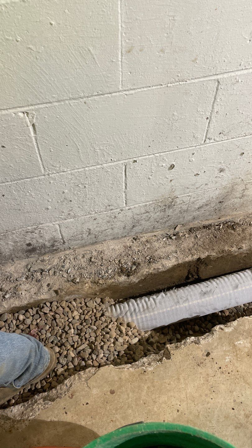 Drain tile & a sump pump for Ruth by Waterproofing Northeast